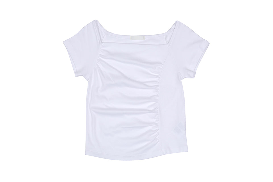 BACK SLIT SHIRRING T_IVORY