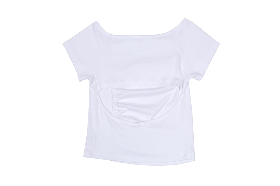 BACK SLIT SHIRRING T_IVORY