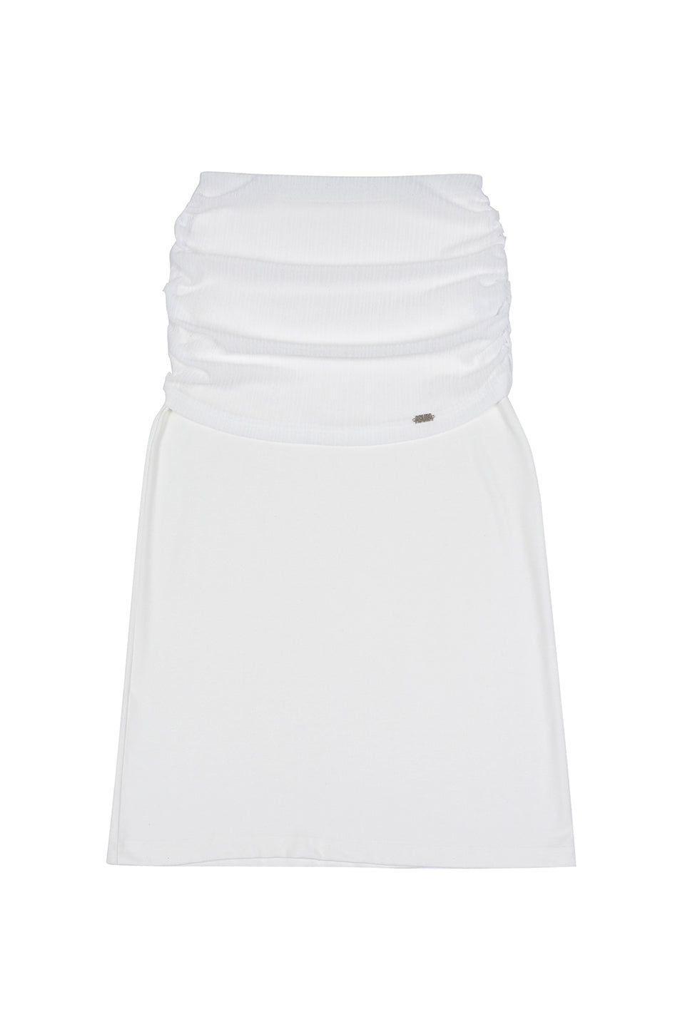 MIX SHIRRING SKIRT_IVORY