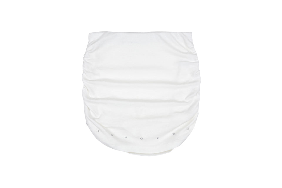 STUD SHIRRING SKIRT_IVORY