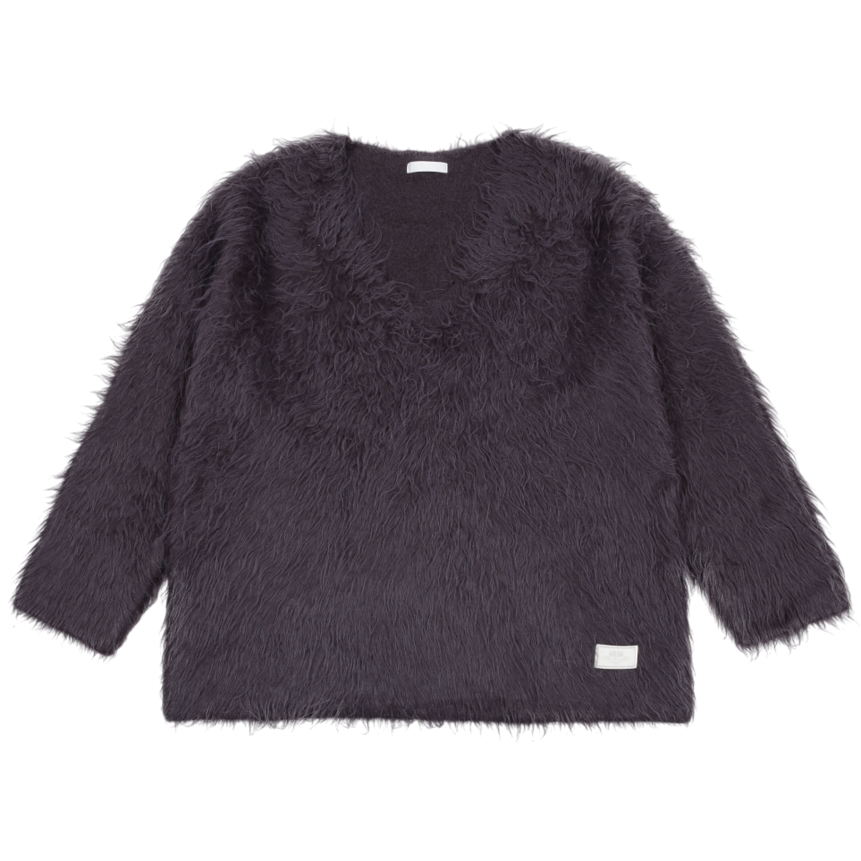 WOOL HAIRY BRUSH V SWEATER_CHARBON