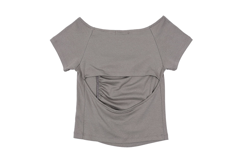 TEE-SHIRT FRONCÉ DOS-NU_GRIS