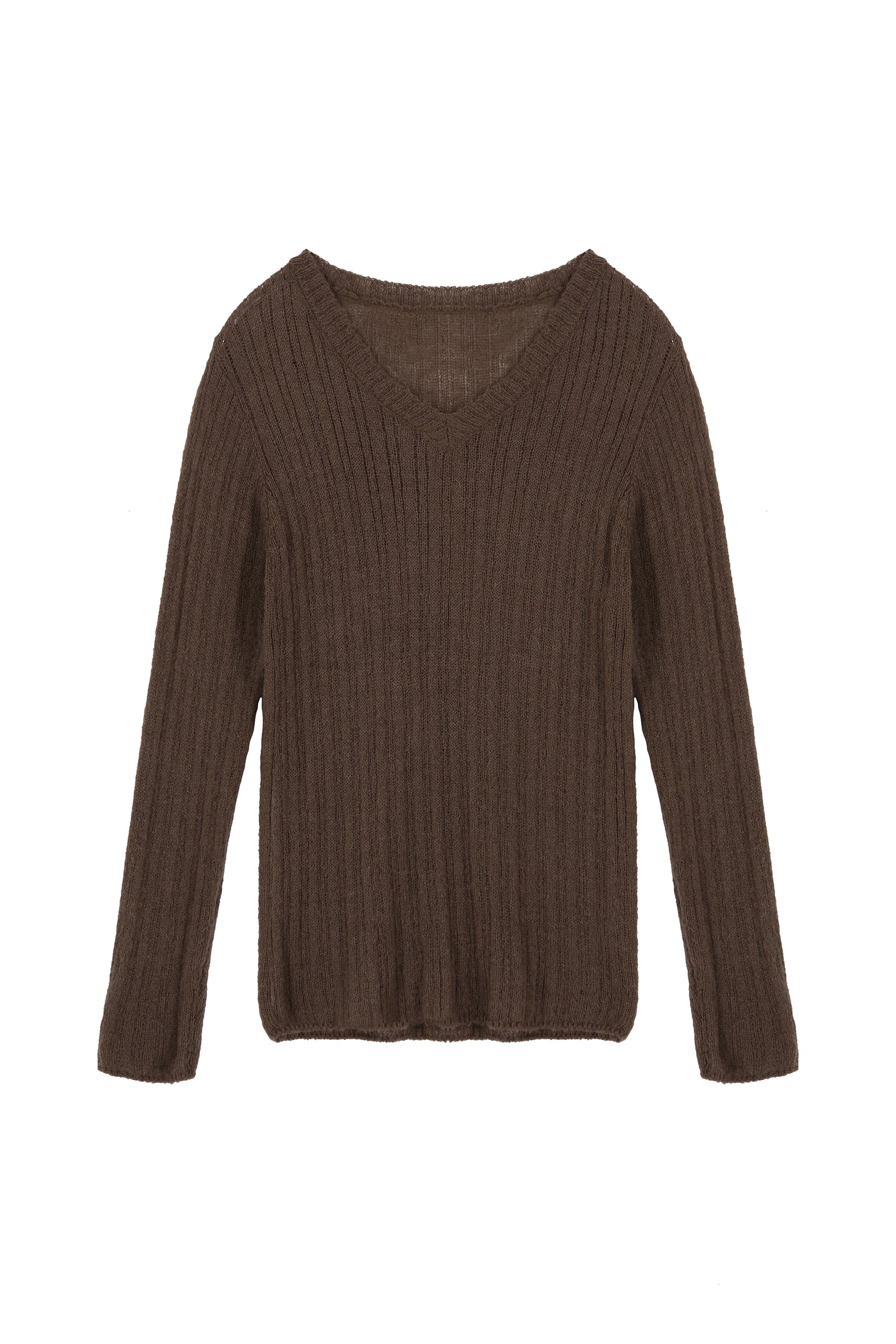 V-NECK GOLGI KNIT_BROWN