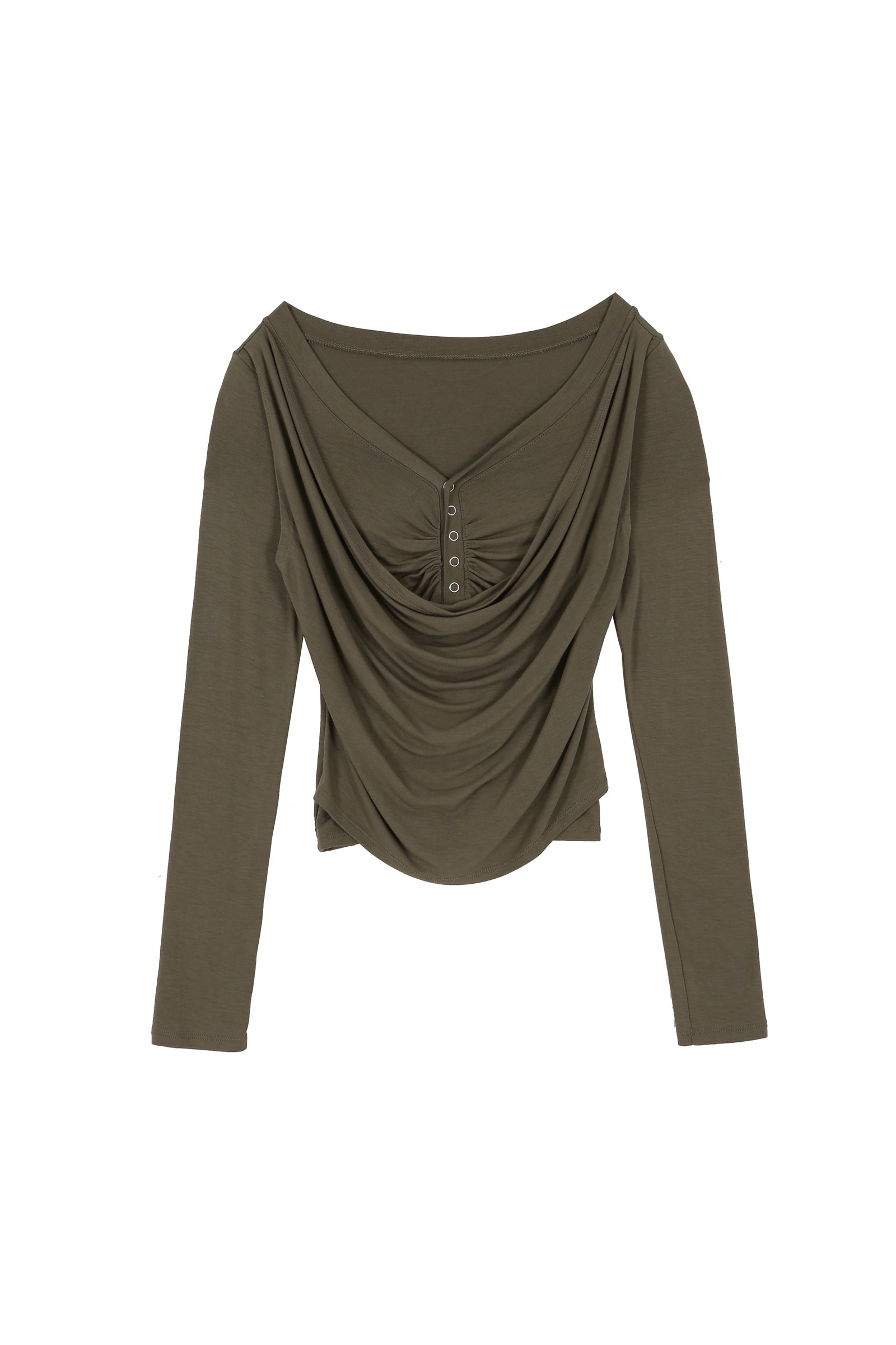 LAYERED COWL T_KHAKI