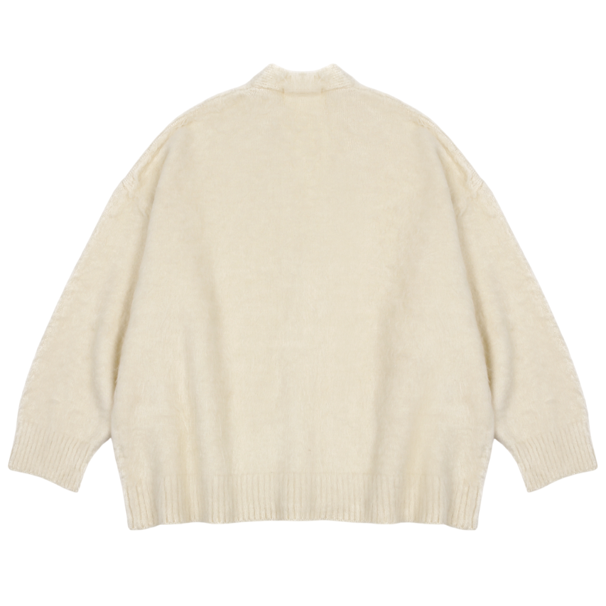 HAIRY BRUSH MIDI CADIGAN_IVORY