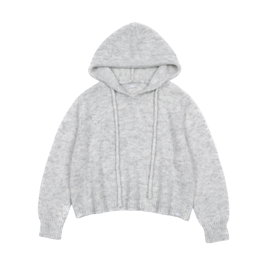 AS BASIC WOOl KNIT HOODY_MELANGE GREY