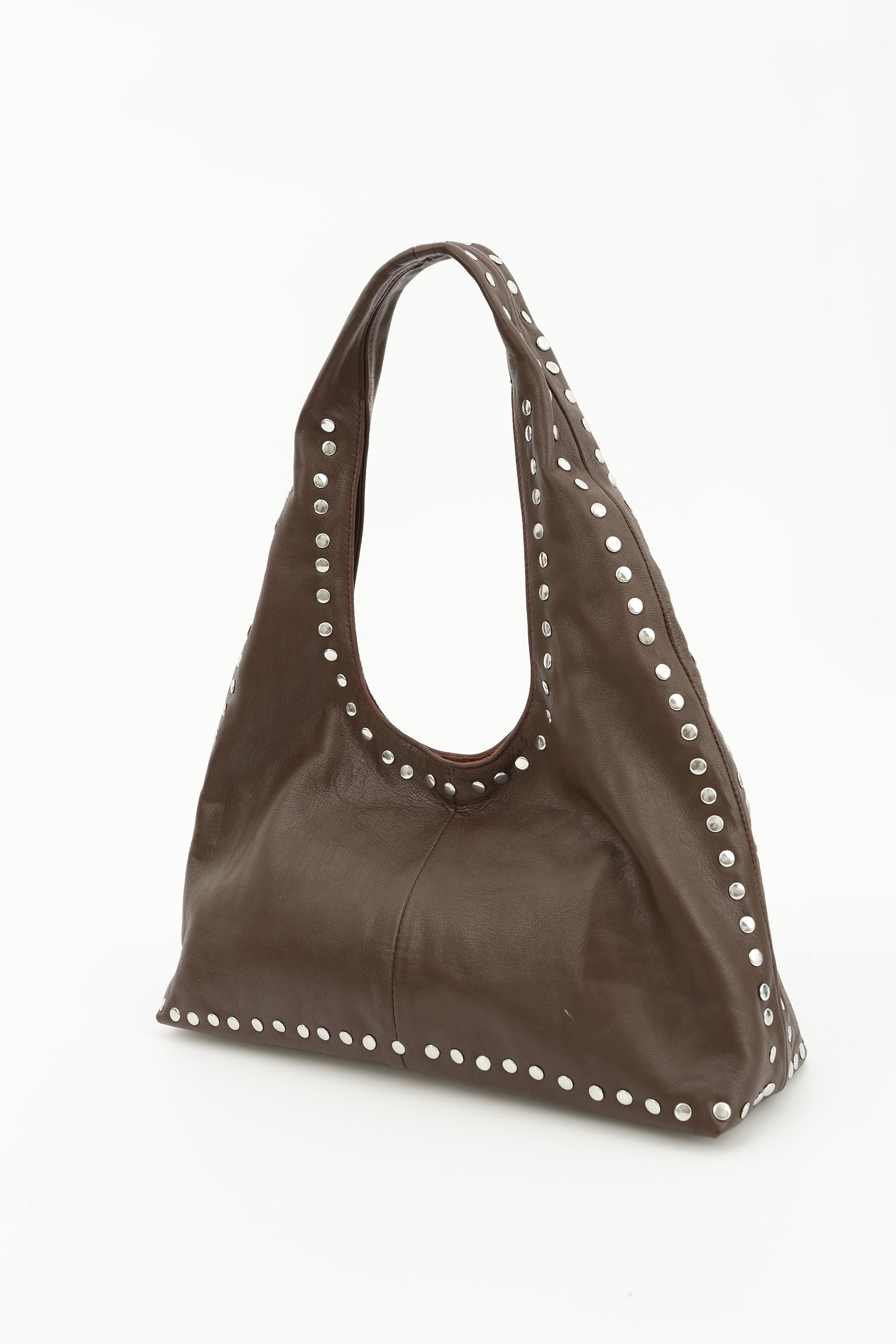 LEATHER BOHO STUD BAG_BURGUNDY