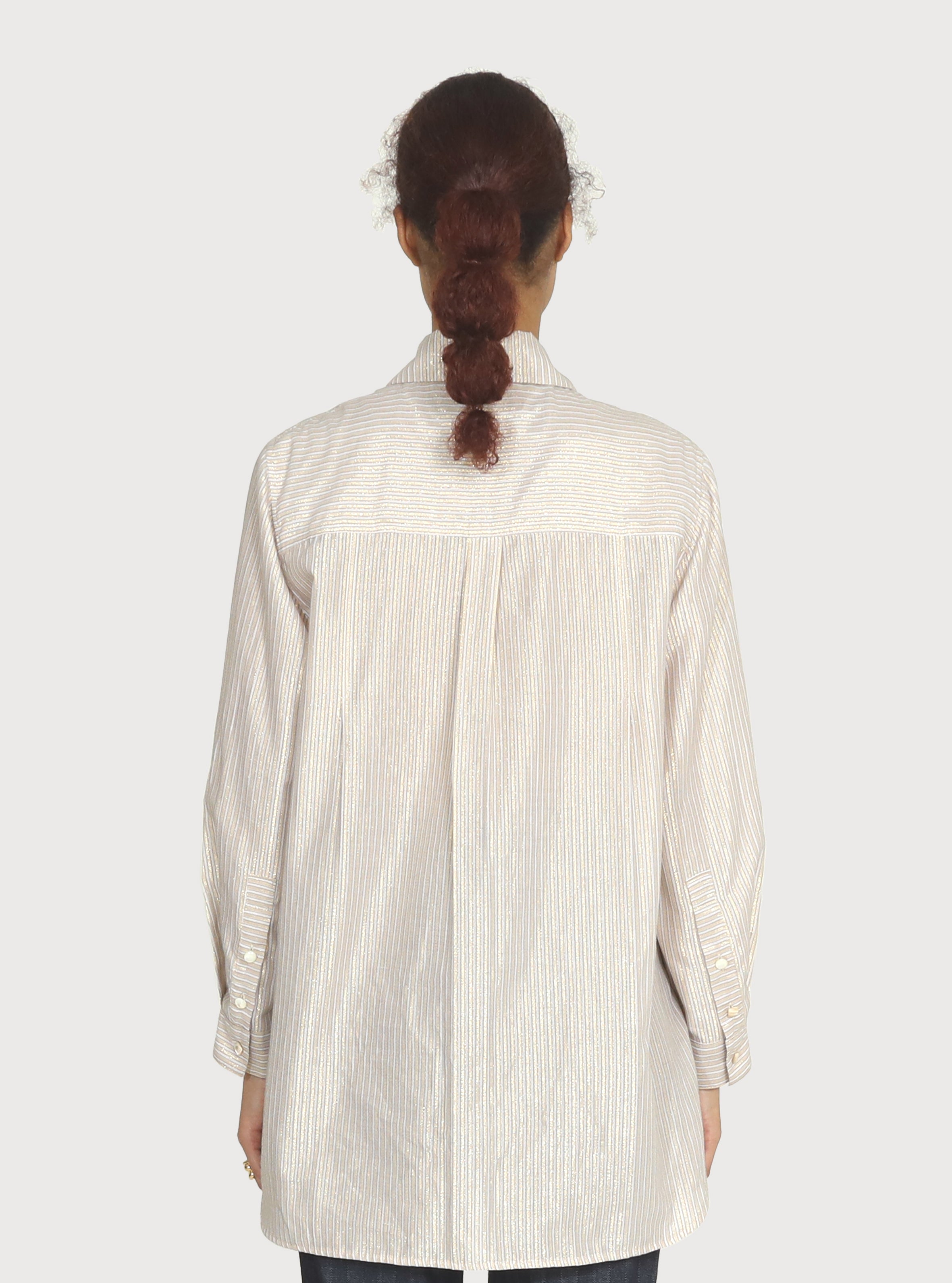 METALIC STRIPE MOTIF SHIRT_GOLD