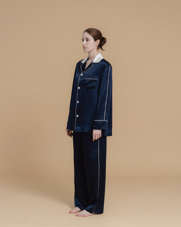 NAUTICAL DREAM SILK PAJAMAS_NAVY