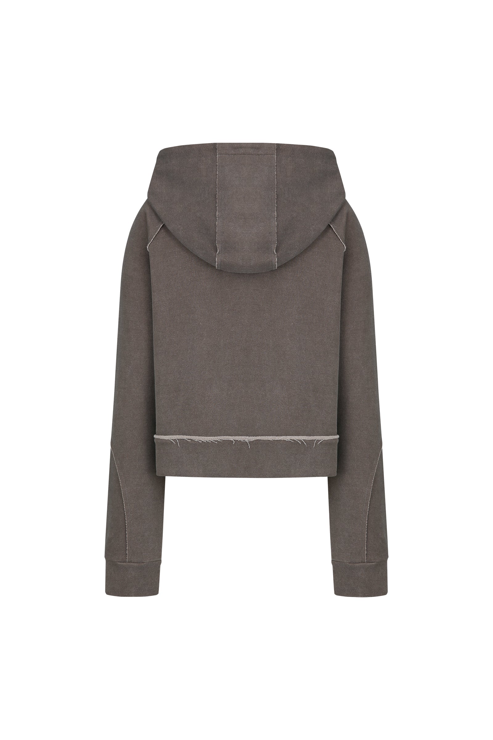HOODIE COURT DÉLAVÉ À MANCHES RAGLAN_MARRON
