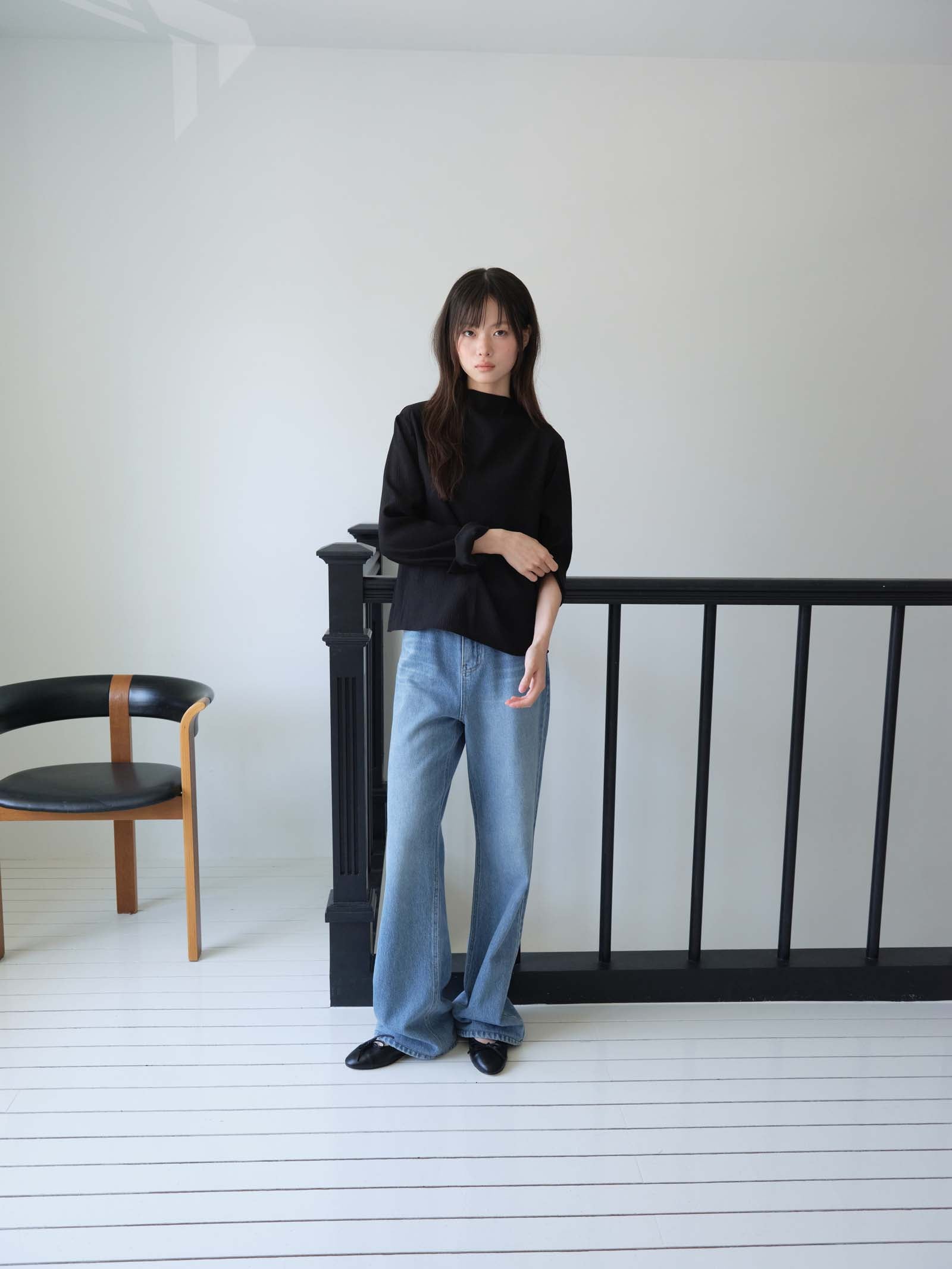 PLEATED LONG SHIRT_BLACK
