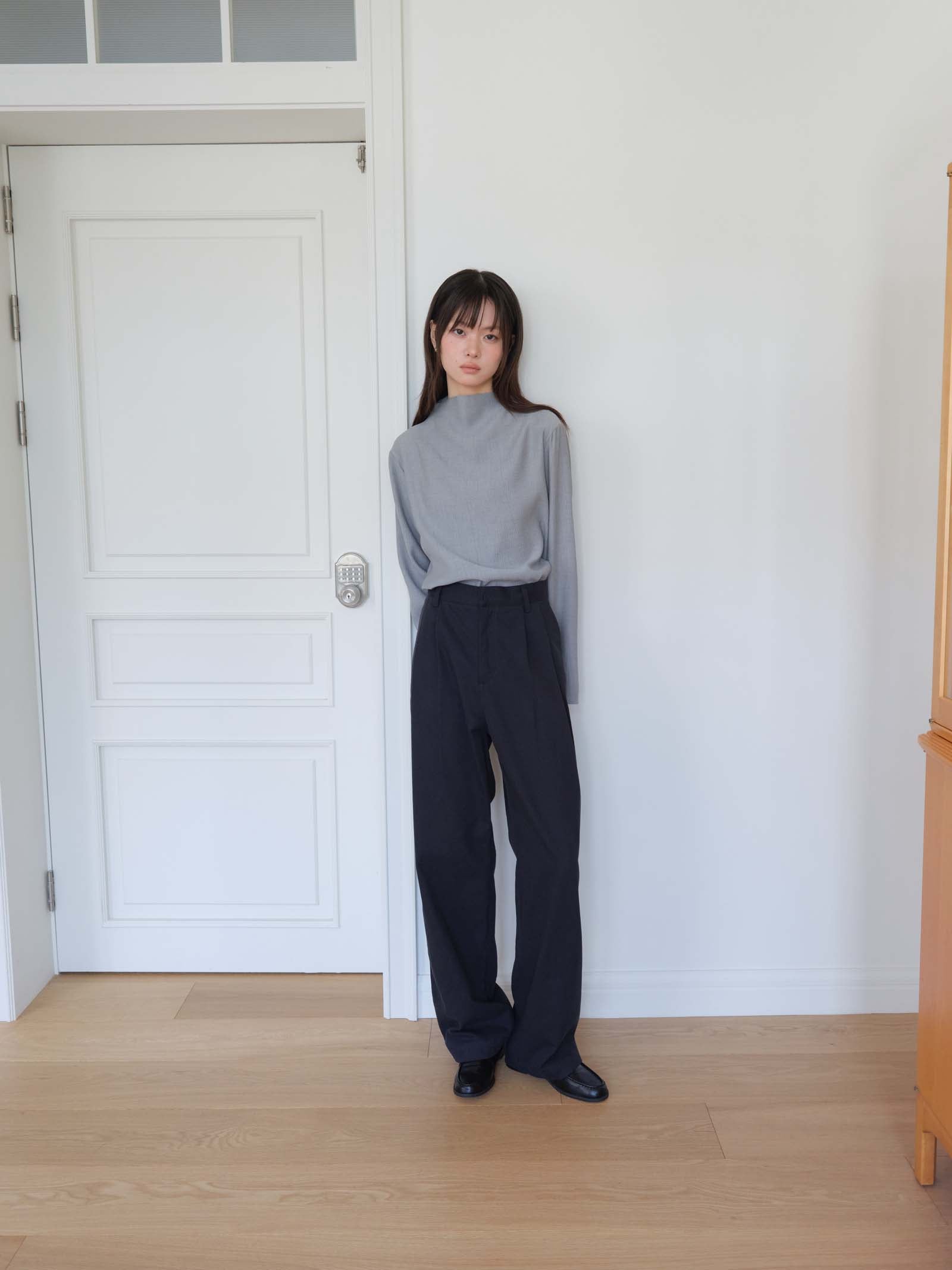 PLEATED LONG SHIRT_GRAY