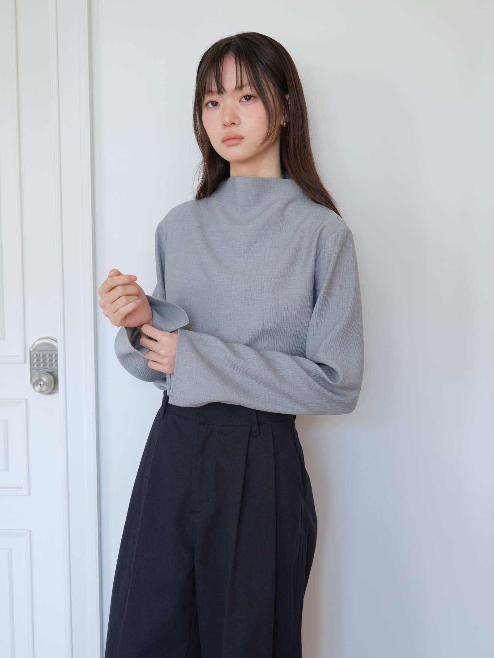 PLEATED LONG SHIRT_GRAY