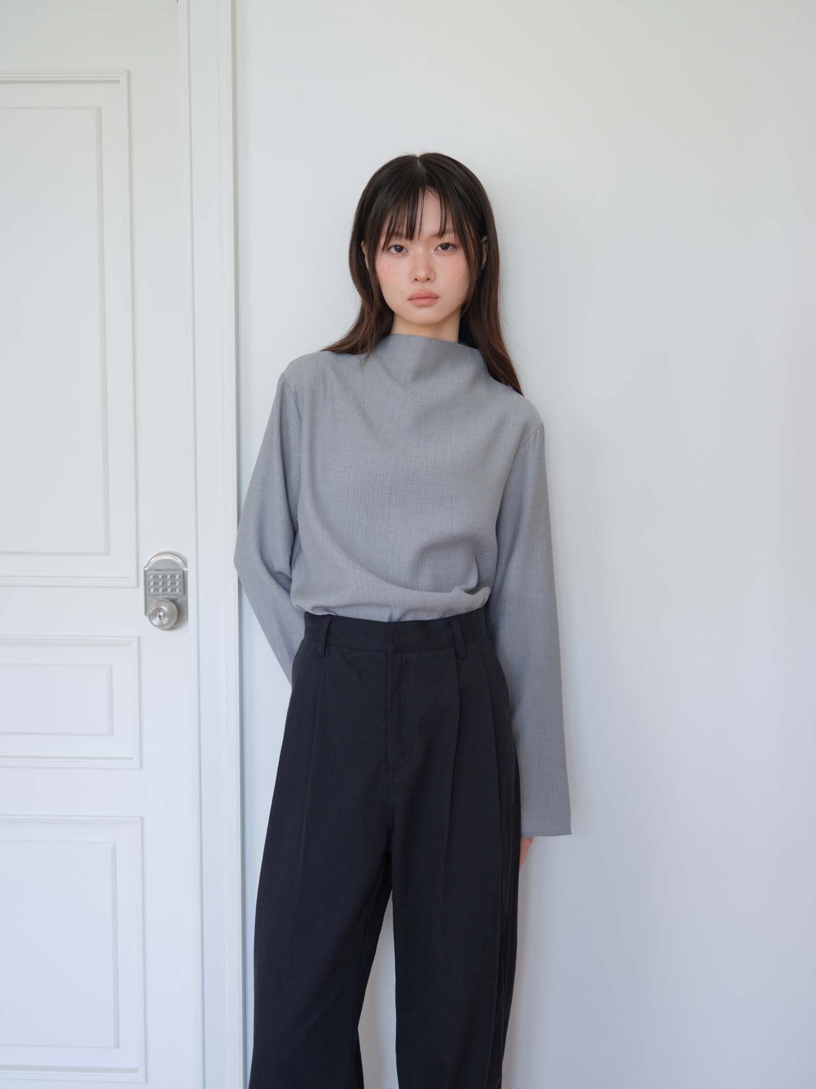 PLEATED LONG SHIRT_GRAY