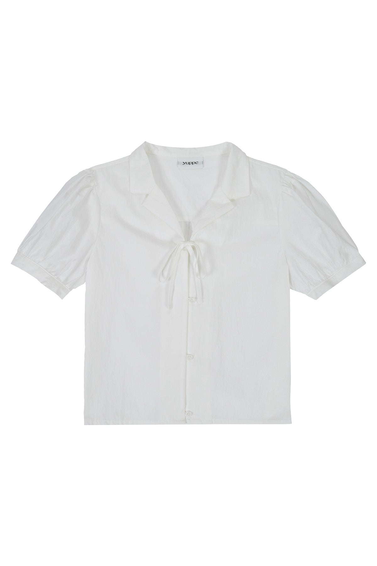 RIBBON COTTON SHIRT_WHITE