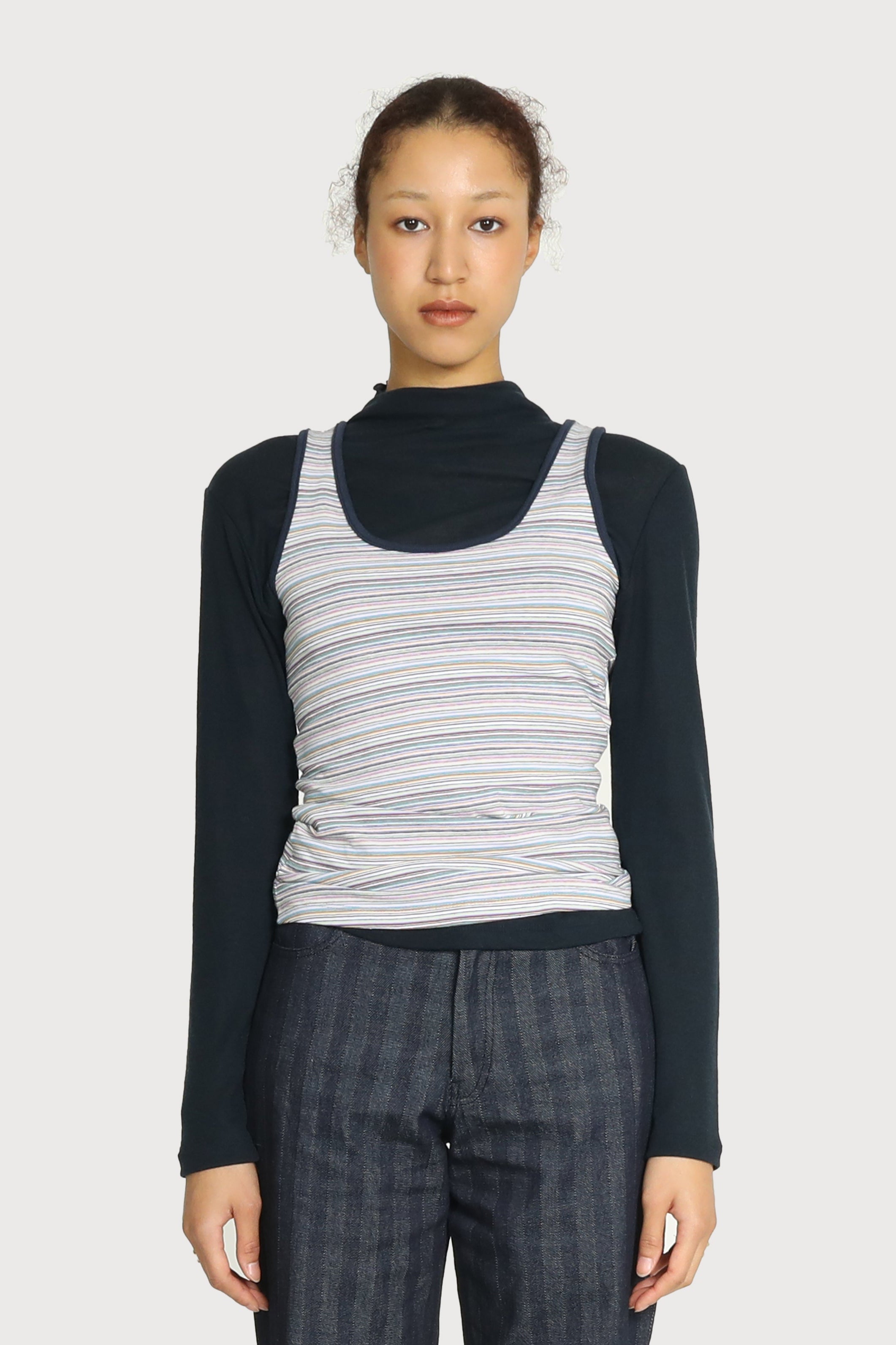 TOP ARC-EN-CIEL SANS MANCHES EN COTON_BLEU MARINE