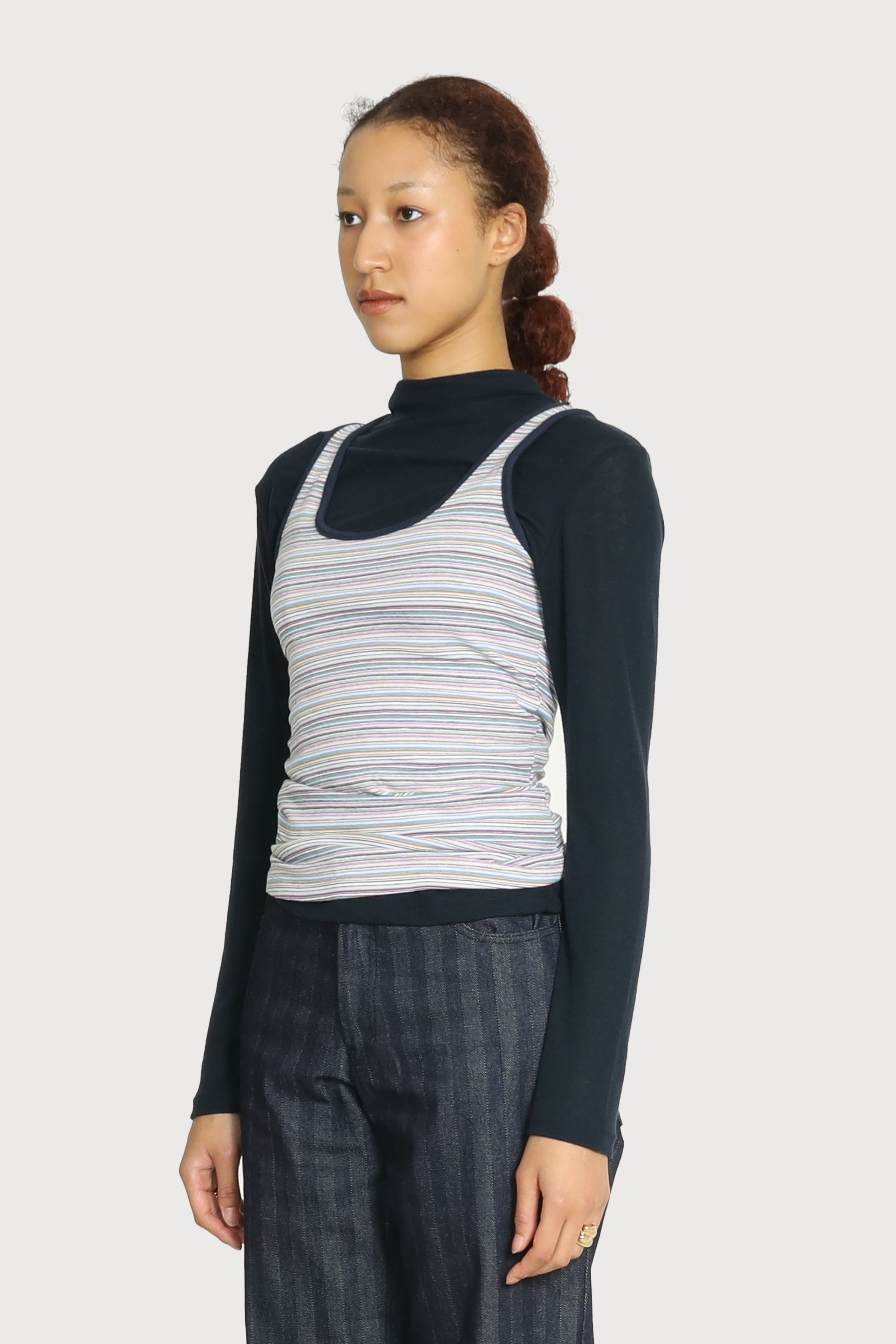 TOP ARC-EN-CIEL SANS MANCHES EN COTON_BLEU MARINE