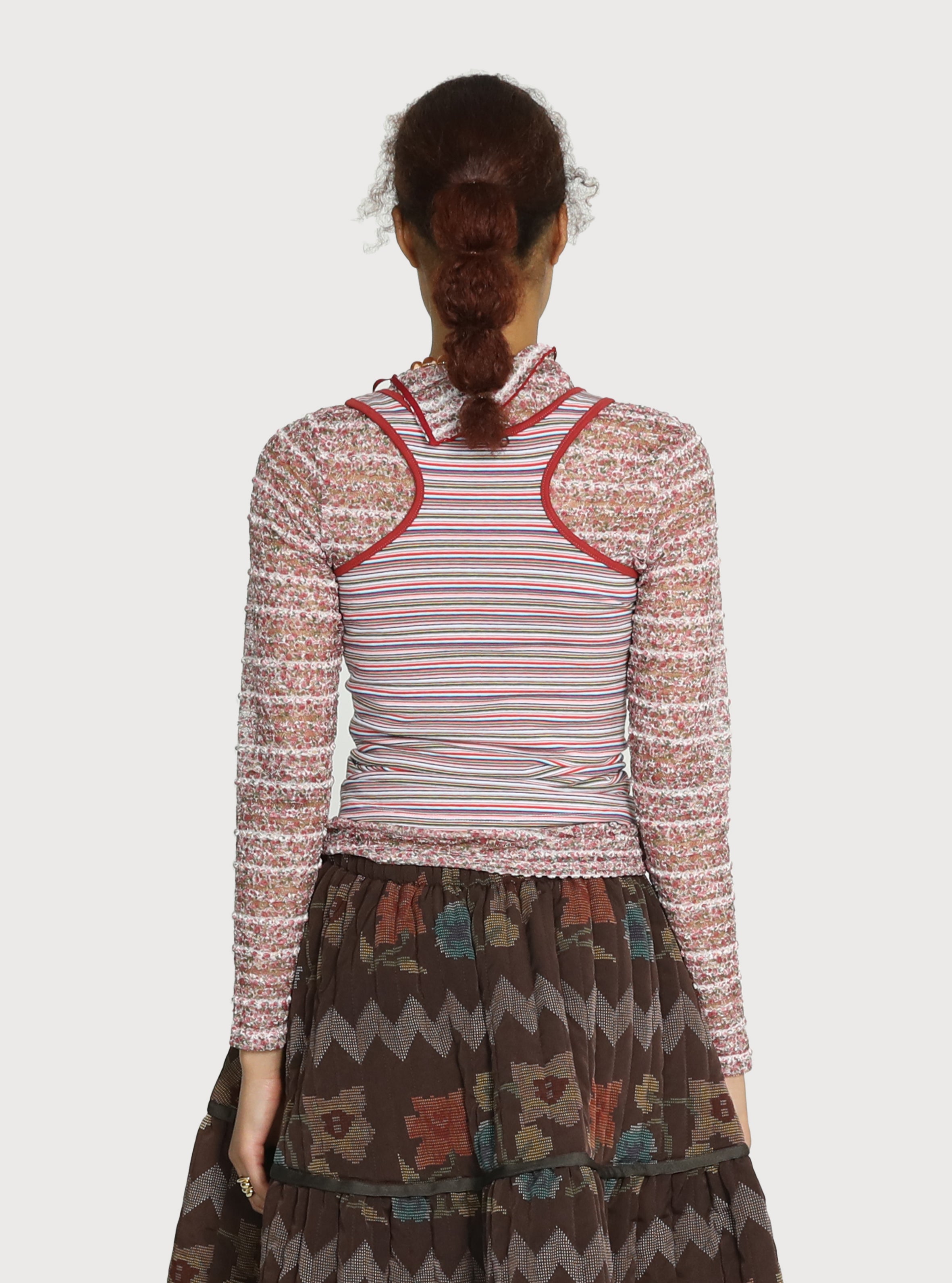 TOP ARC-EN-CIEL SANS MANCHES EN COTON_ROUGE
