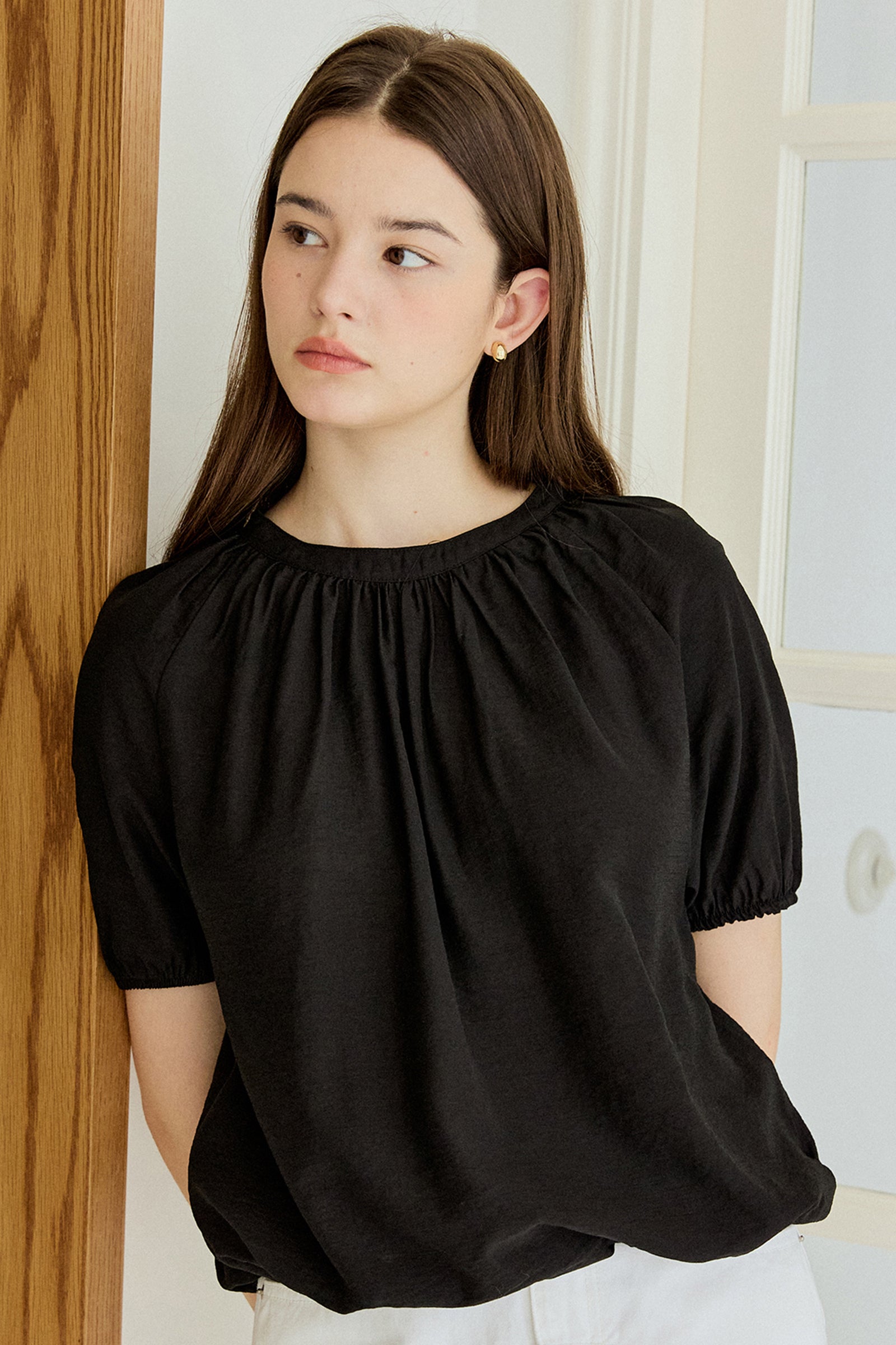 CHEMISE RAGLAN FRONCÉE_NOIR