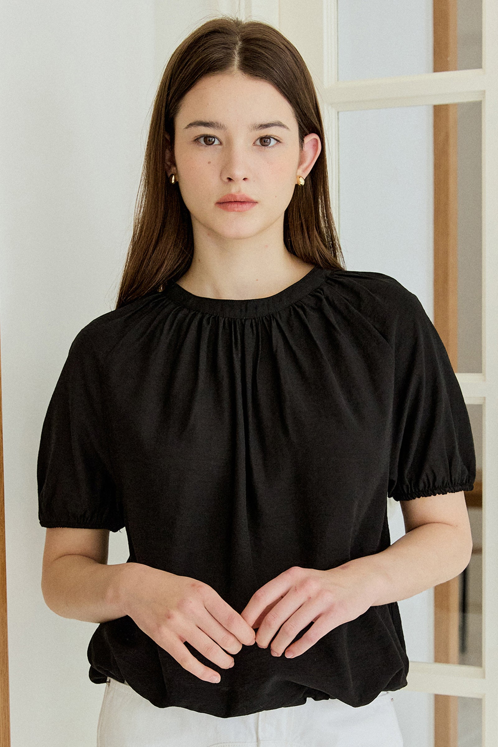 CHEMISE RAGLAN FRONCÉE_NOIR