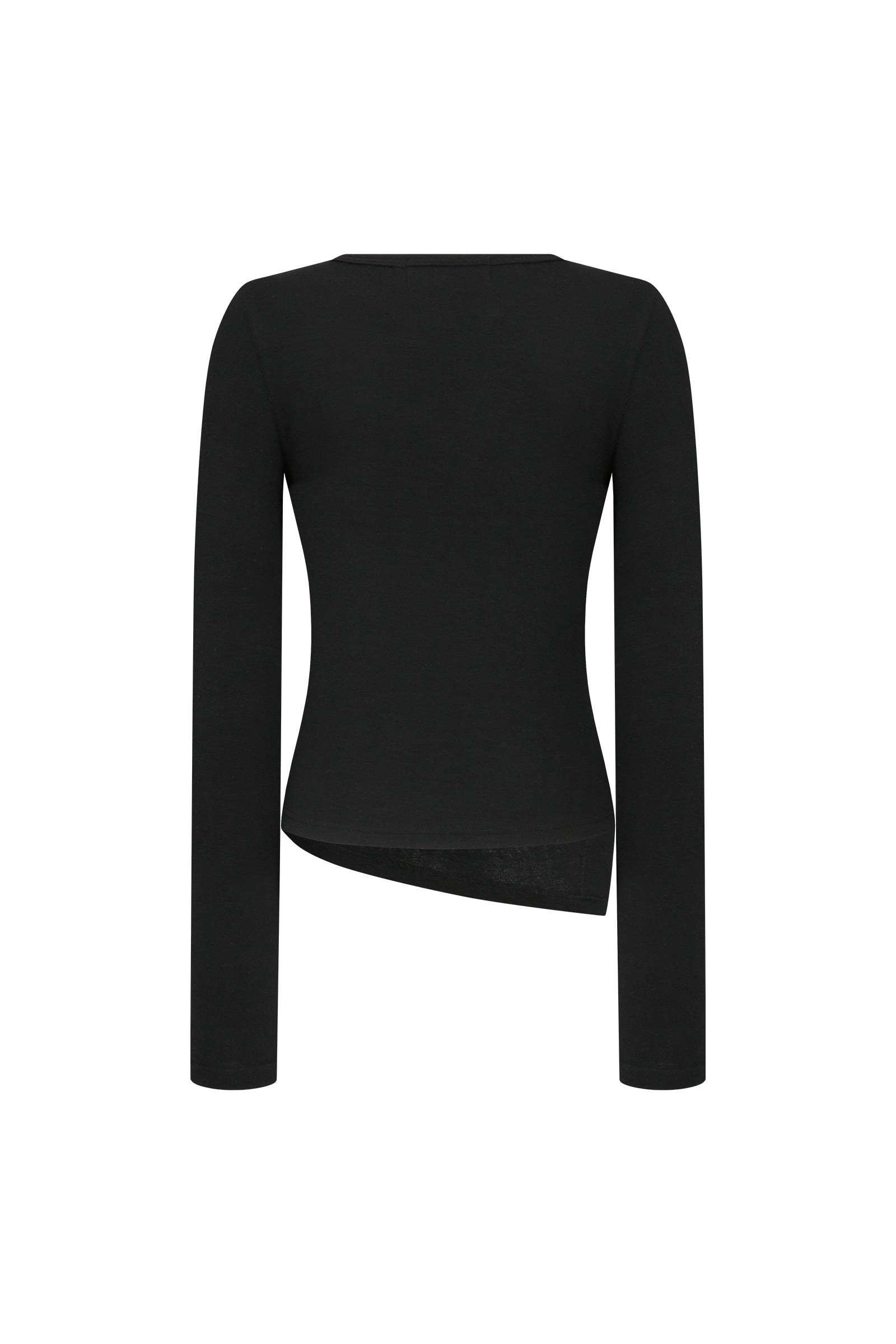 T-SHIRT MANCHES LONGUES EN LAINE AVEC FENTE LATÉRALE_NOIR