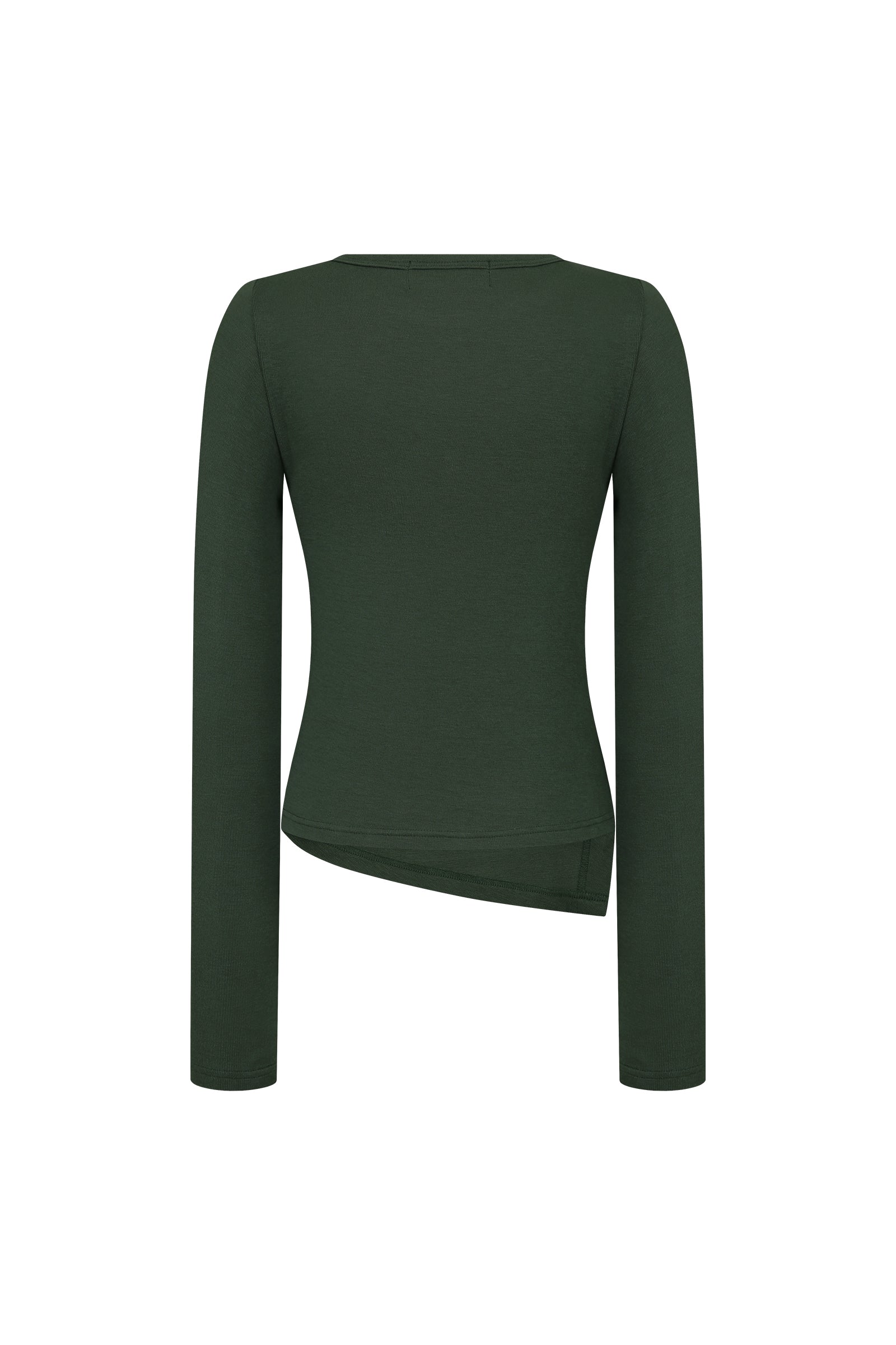 T-SHIRT MANCHES LONGUES EN LAINE AVEC FENTE LATÉRALE_VERT