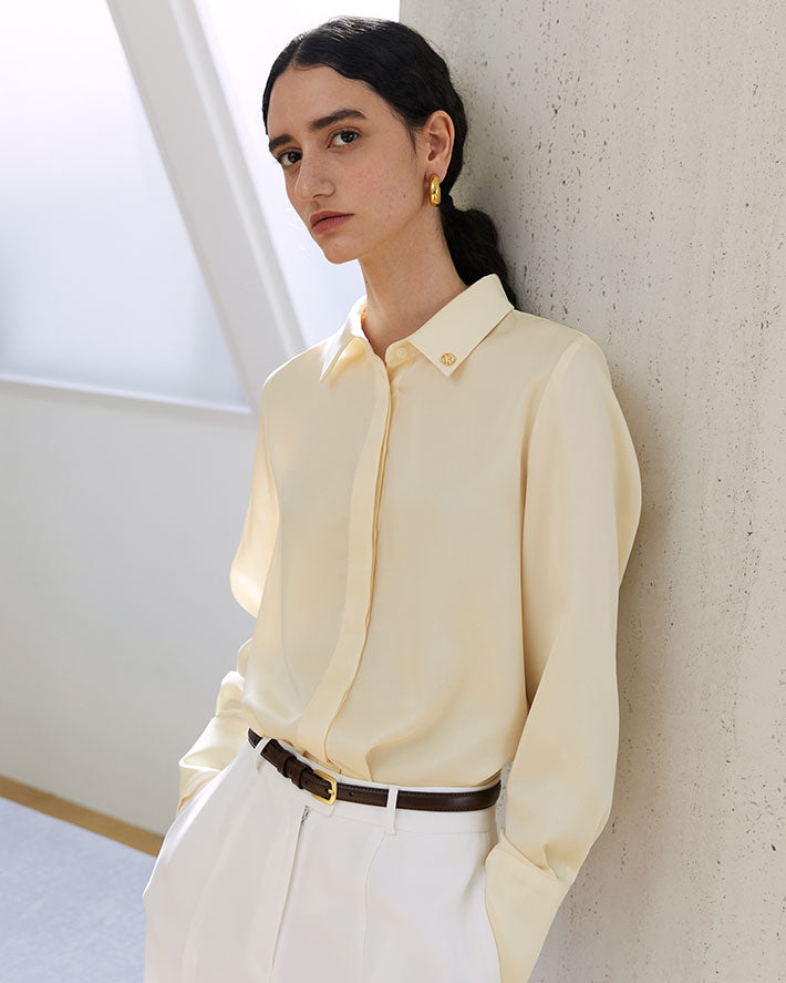 SILKY SHIRT BLOUSE_JAUNE