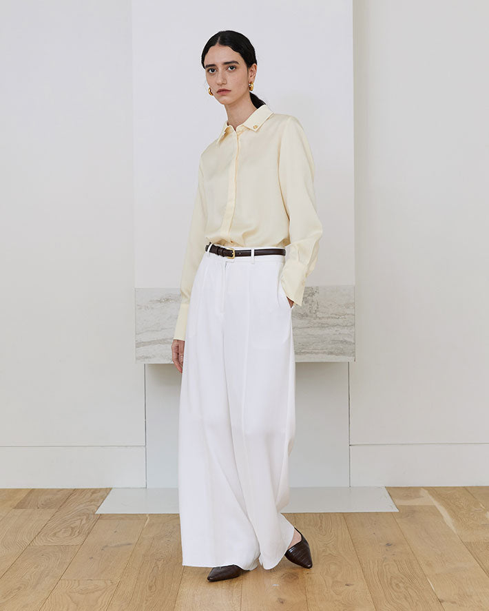 SILKY SHIRT BLOUSE_JAUNE