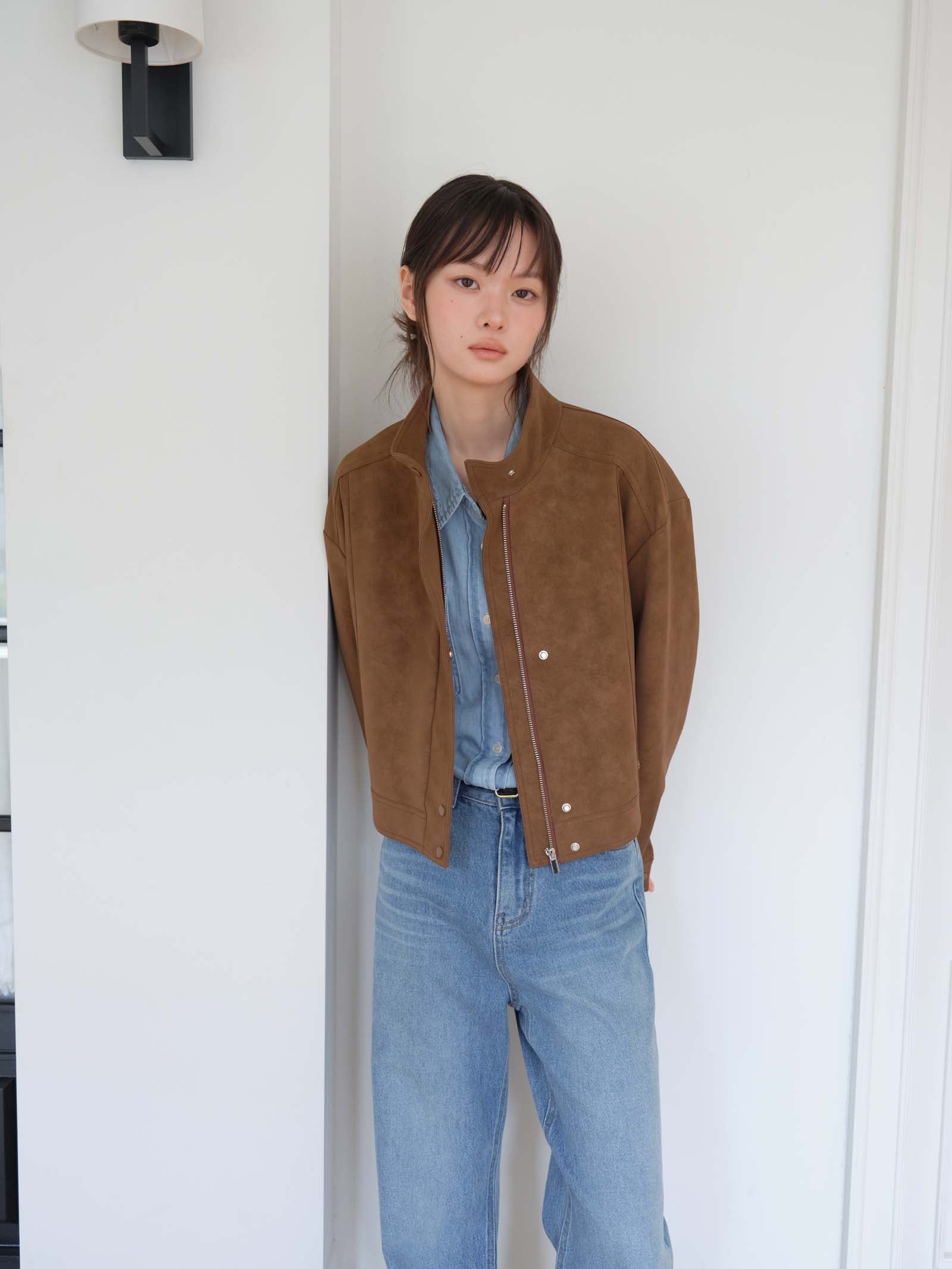 SUEDE BLOUSON JACKET_BROWN