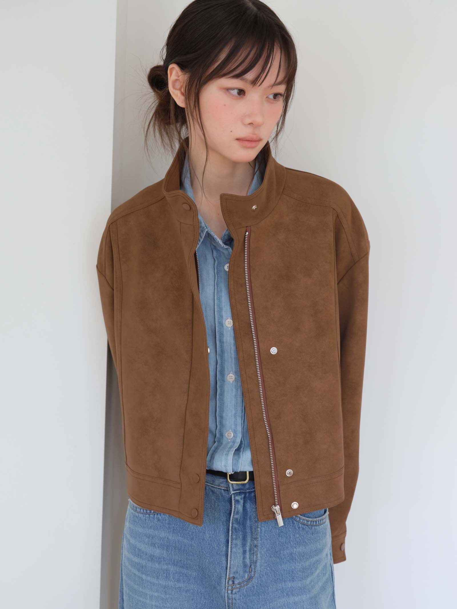 SUEDE BLOUSON JACKET_BROWN