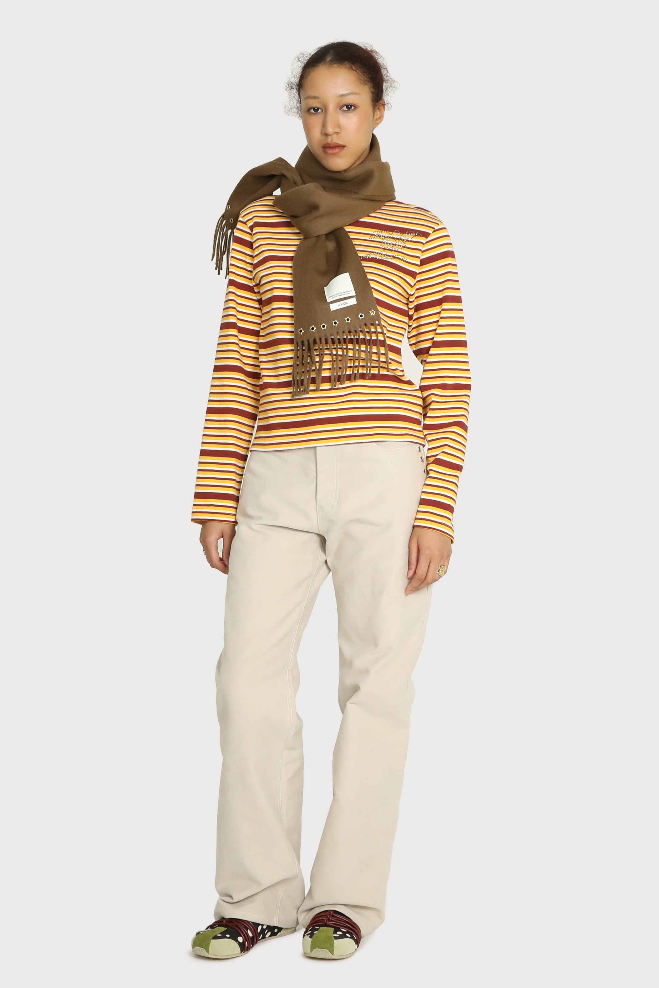 STAR STUD BRUSHED COTTON PANTS_BEIGE