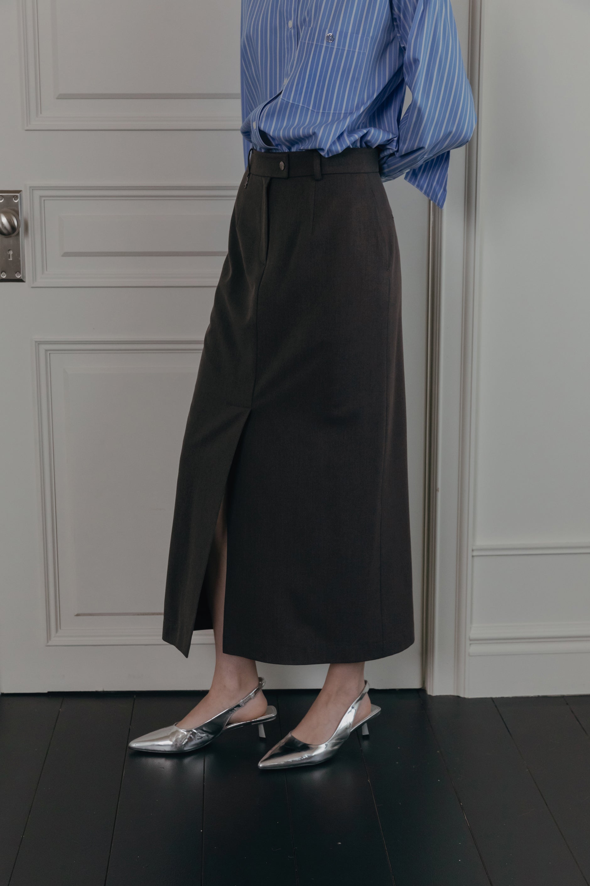 JUPE LONGUE LUXE_GRIS