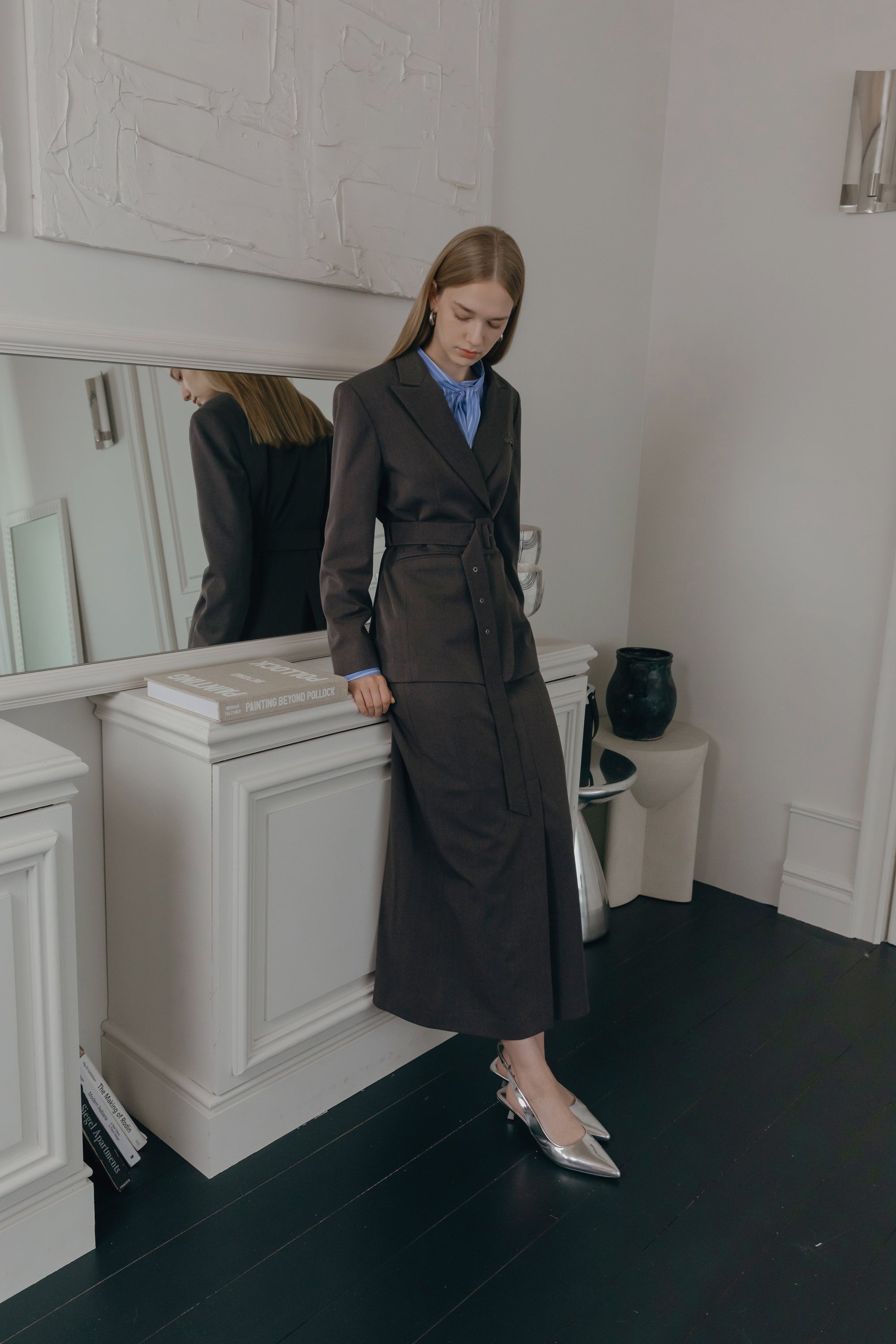 BLAZER LUXE AVEC CEINTURE_GRIS