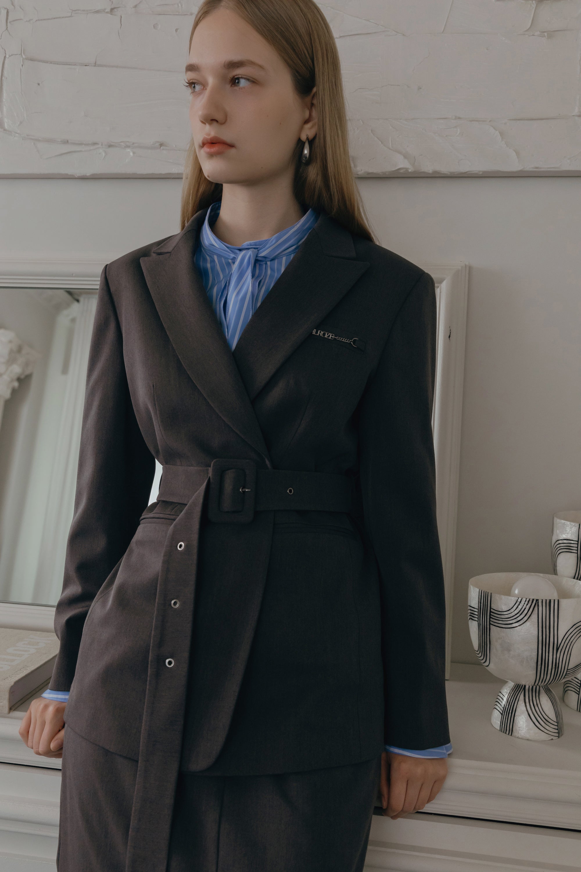 BLAZER LUXE AVEC CEINTURE_GRIS