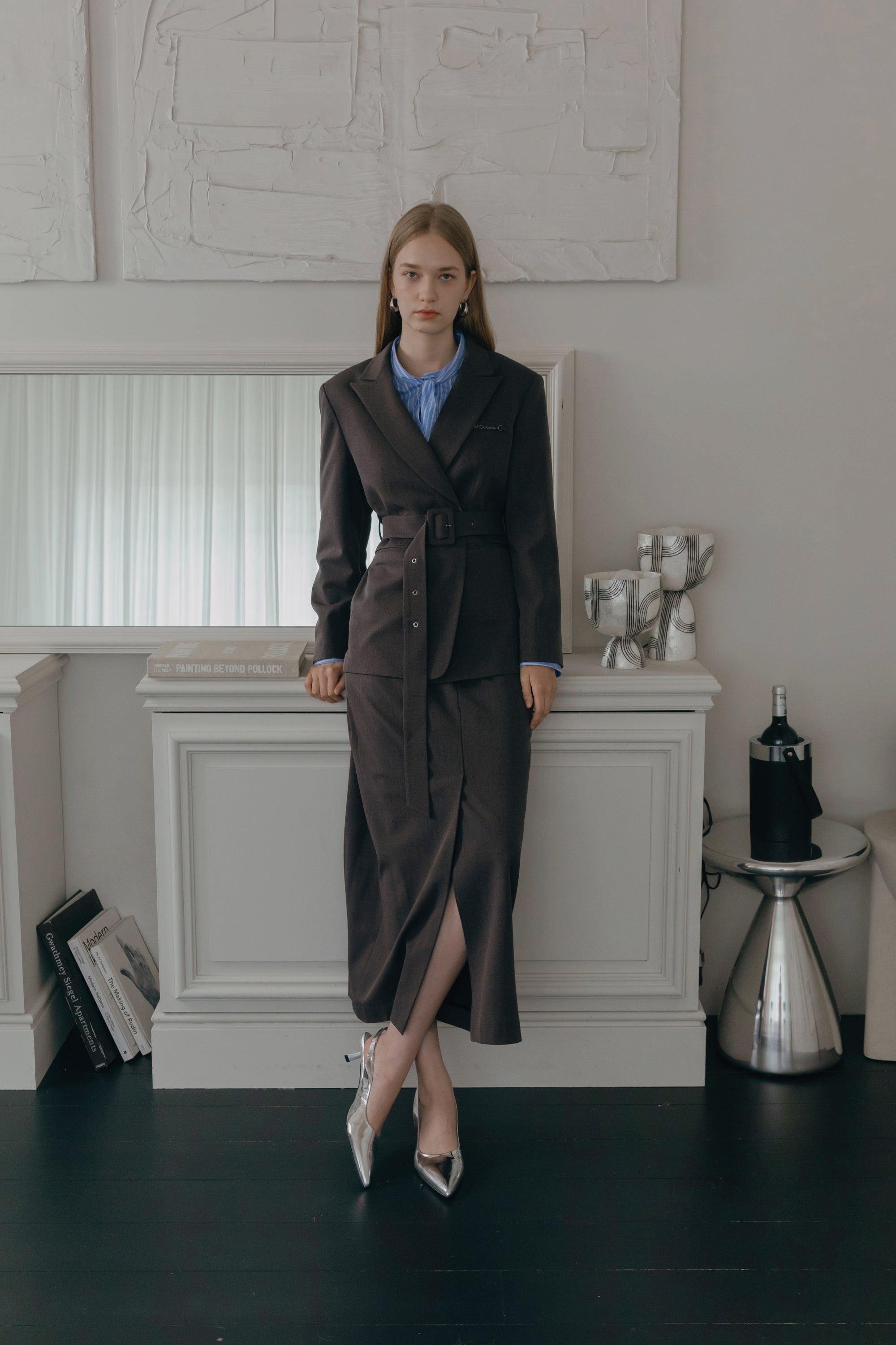 BLAZER LUXE AVEC CEINTURE_GRIS