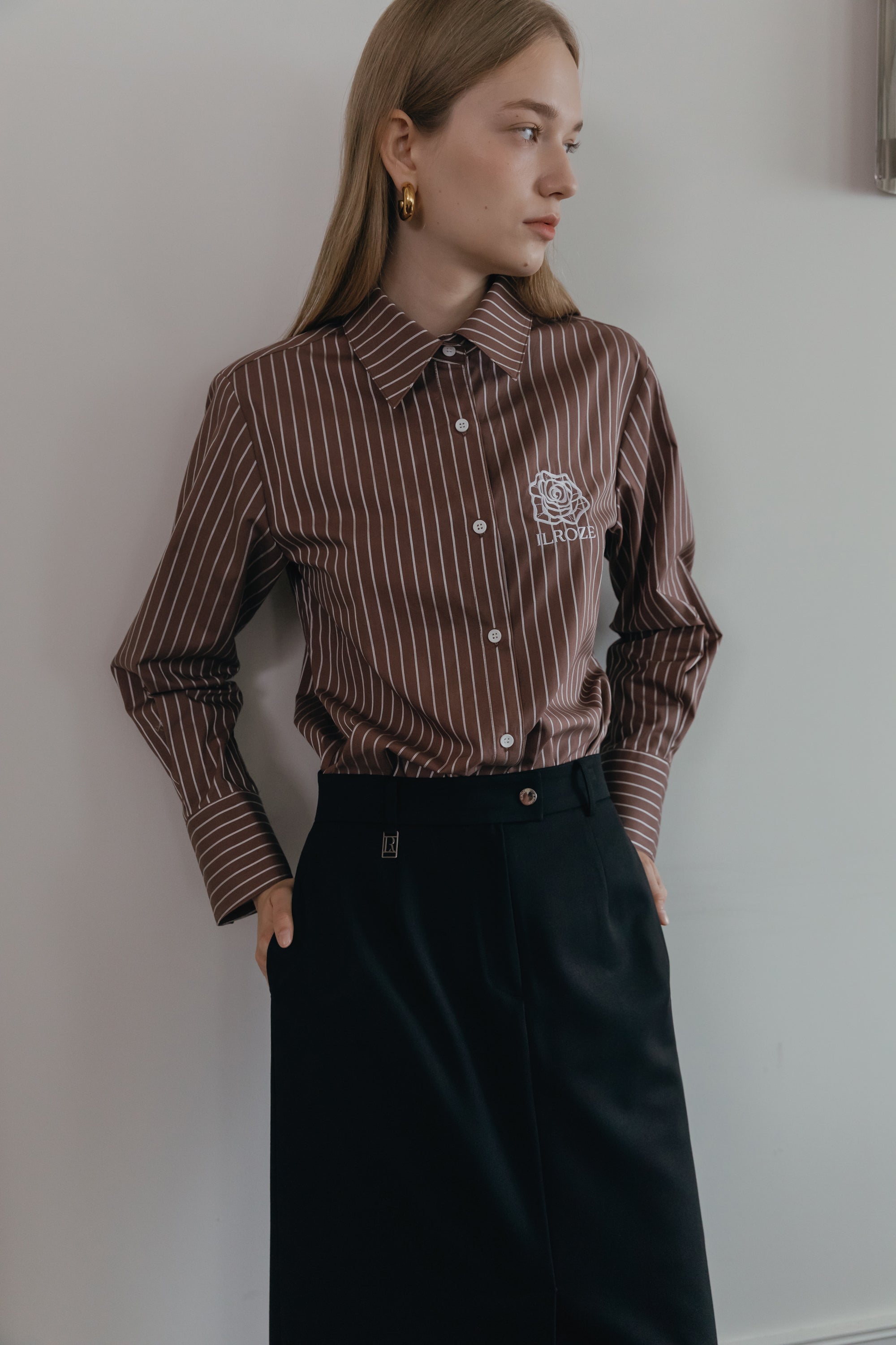 CHEMISE RAYÉE ROZE_MARRON
