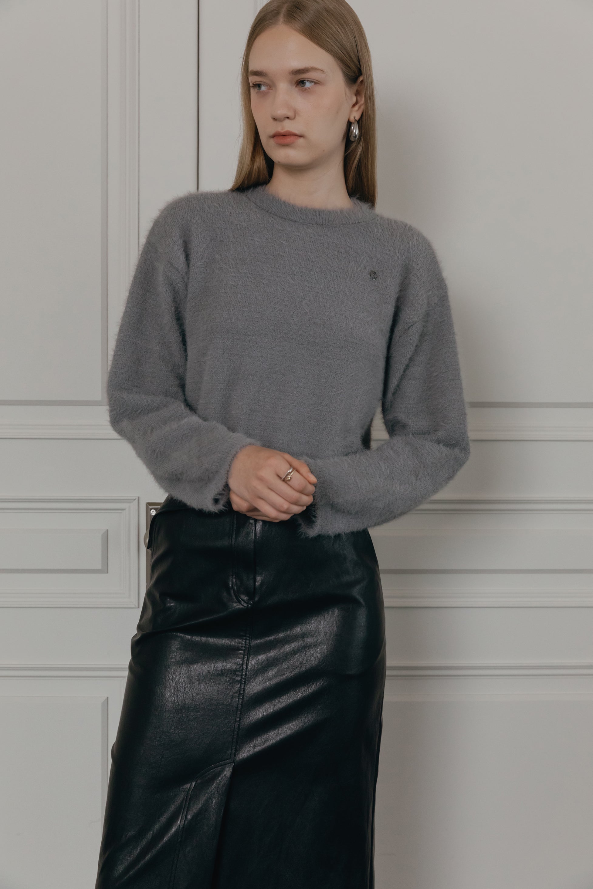 PULL DOUX À POILS LONGS_GRIS