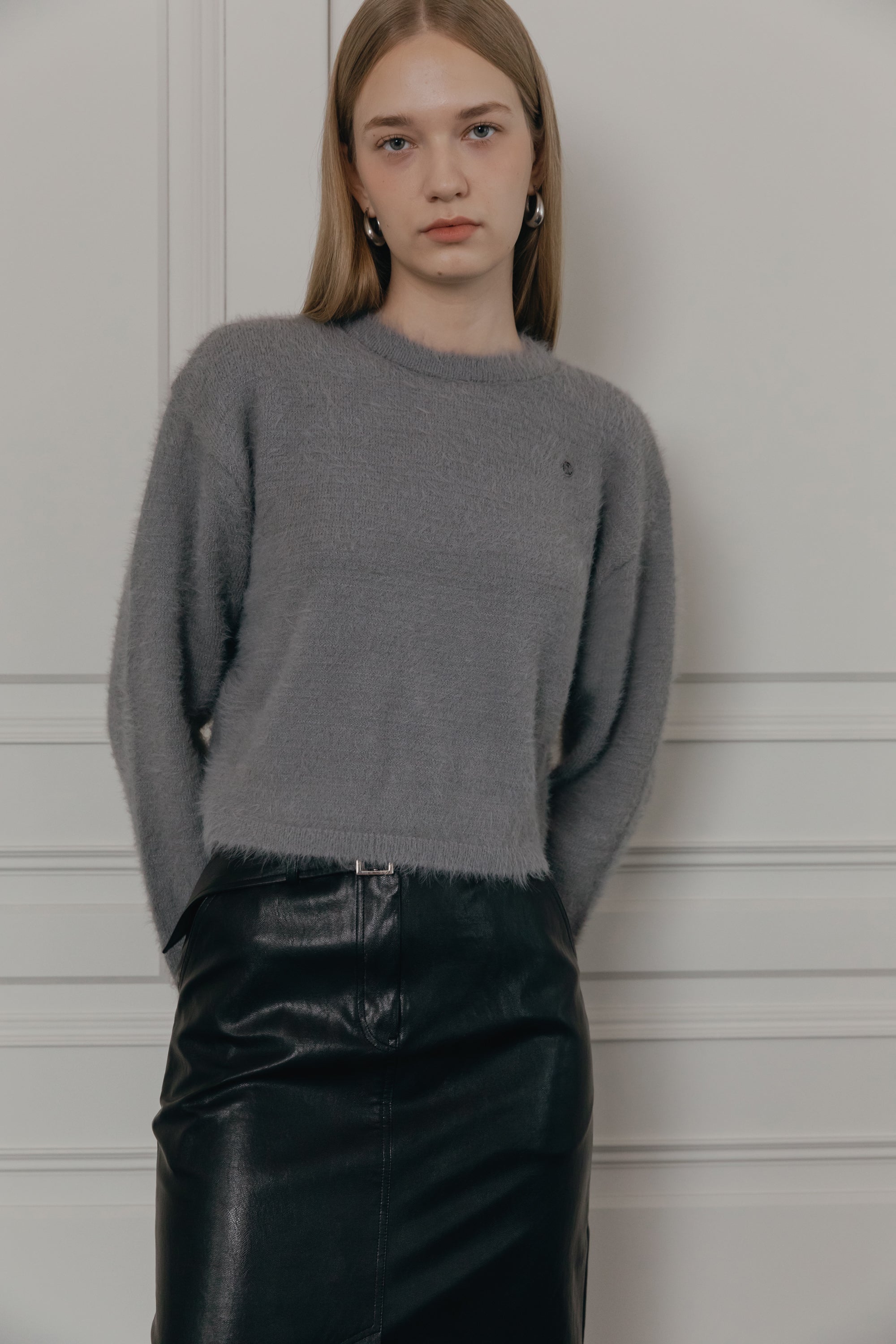 PULL DOUX À POILS LONGS_GRIS