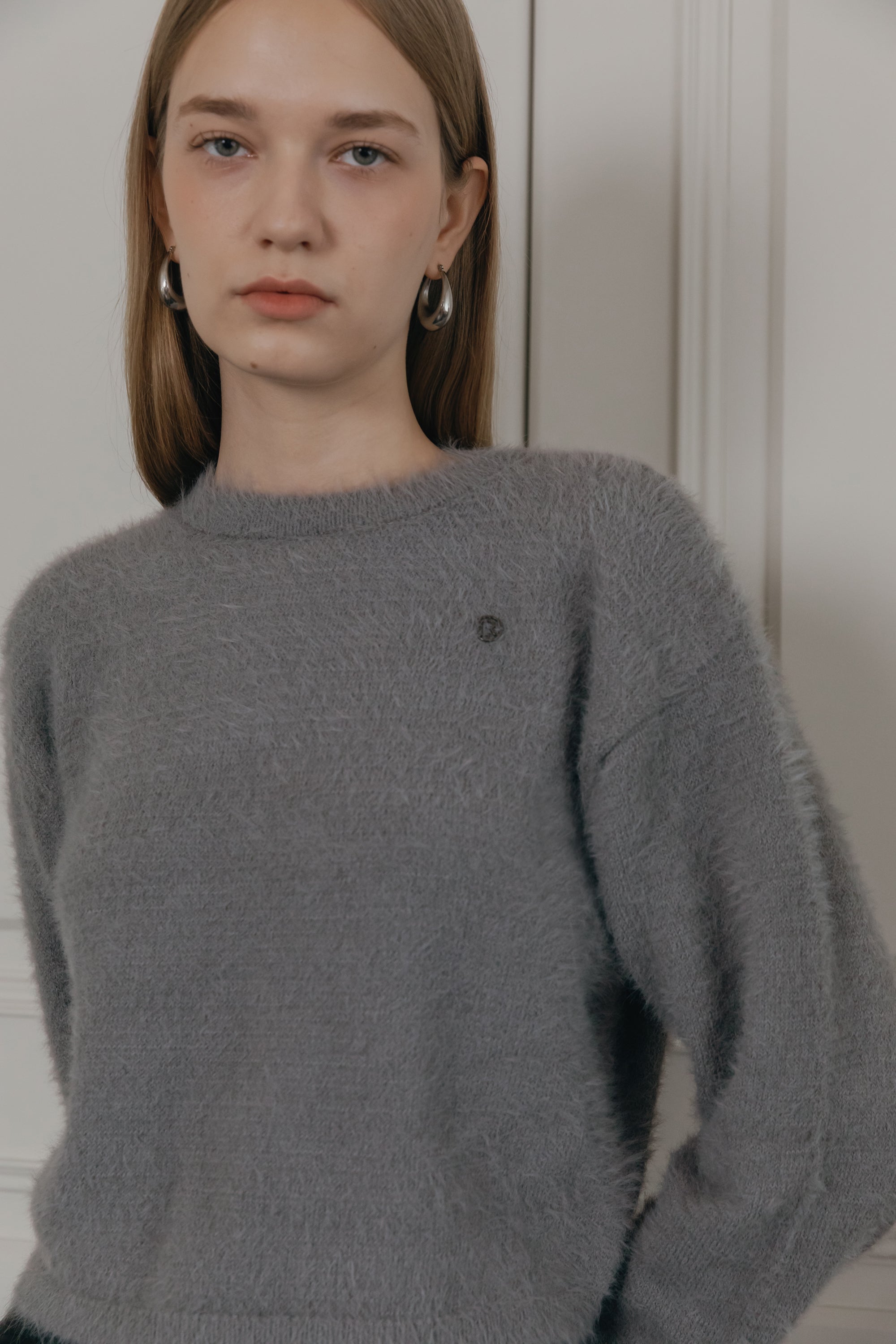 PULL DOUX À POILS LONGS_GRIS