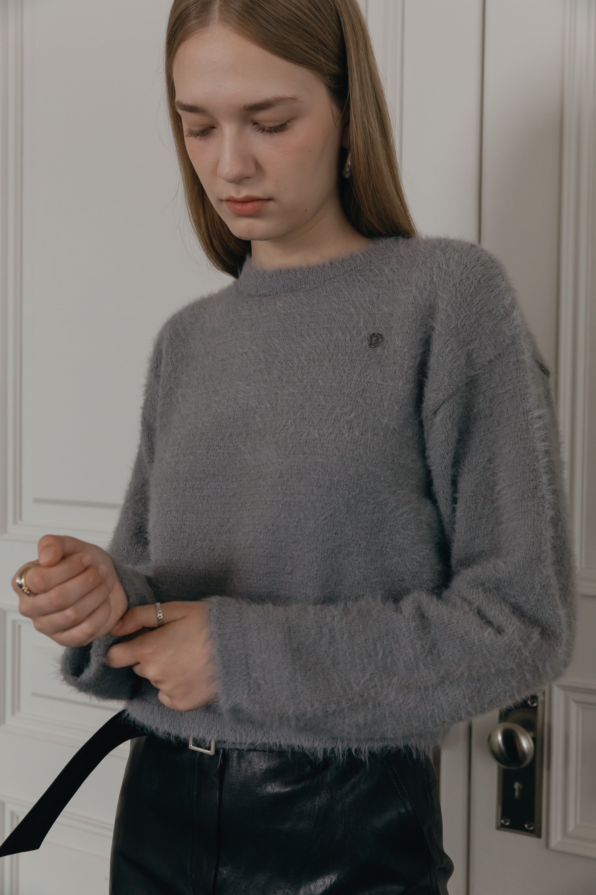 PULL DOUX À POILS LONGS_GRIS
