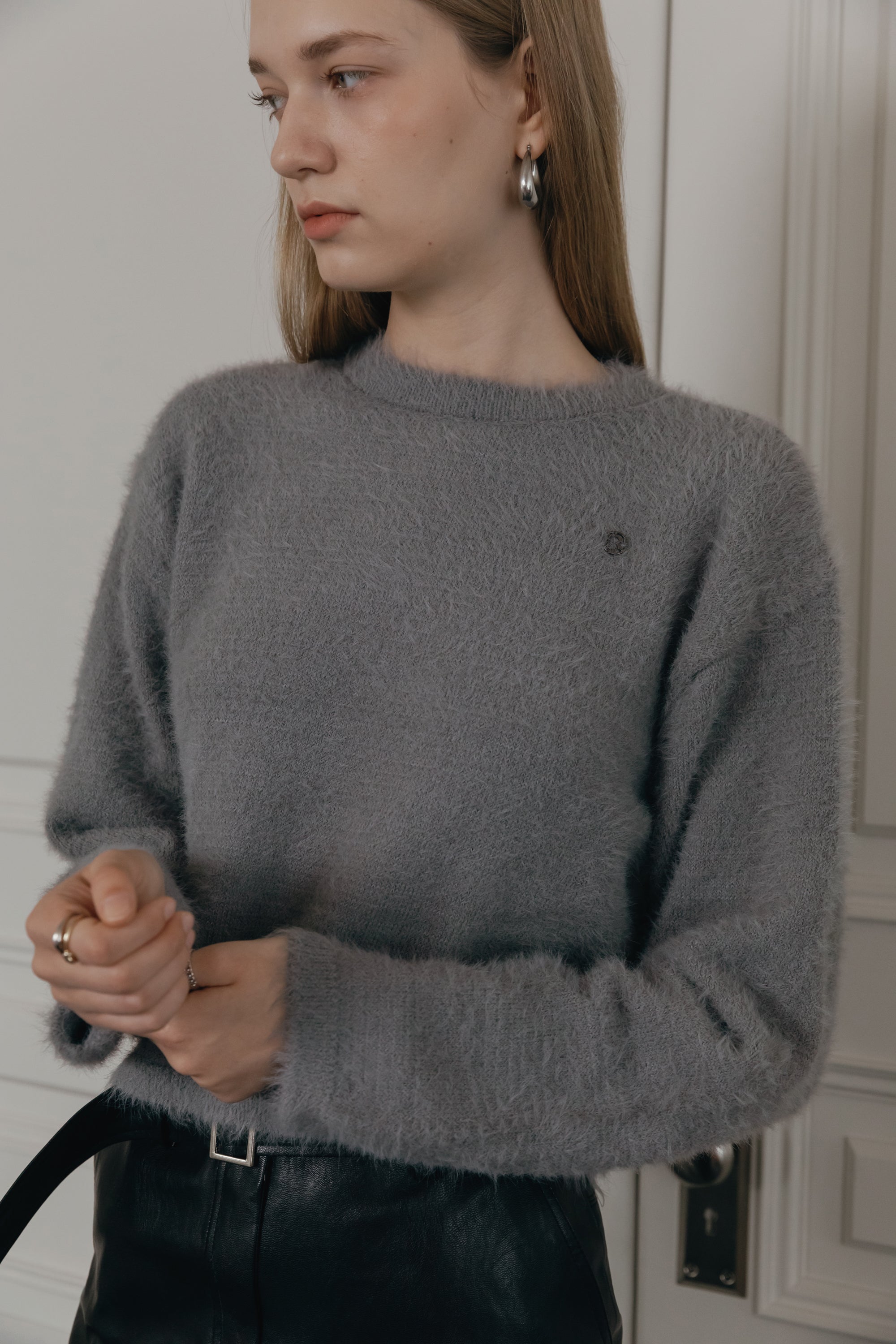 PULL DOUX À POILS LONGS_GRIS