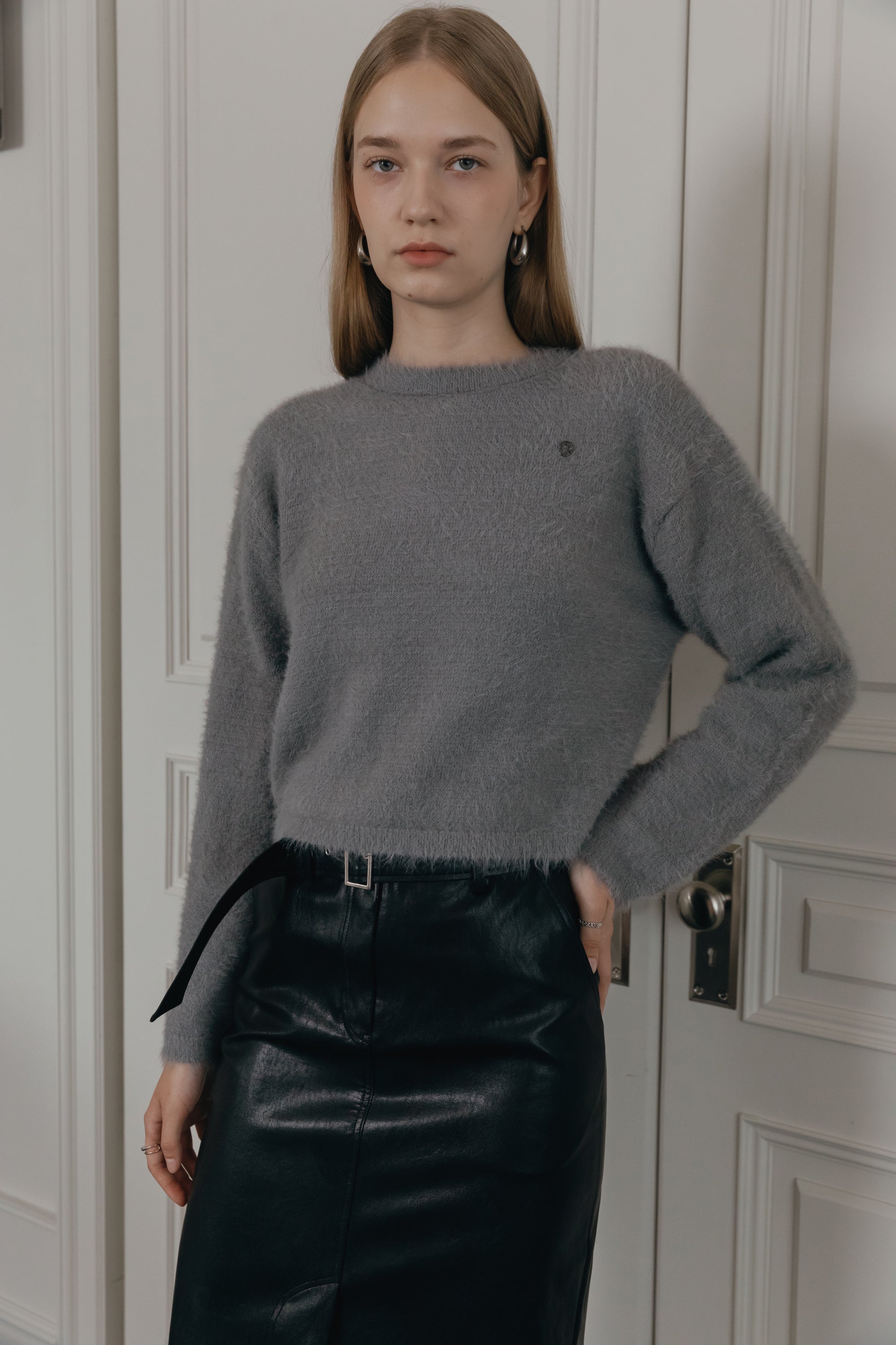 PULL DOUX À POILS LONGS_GRIS