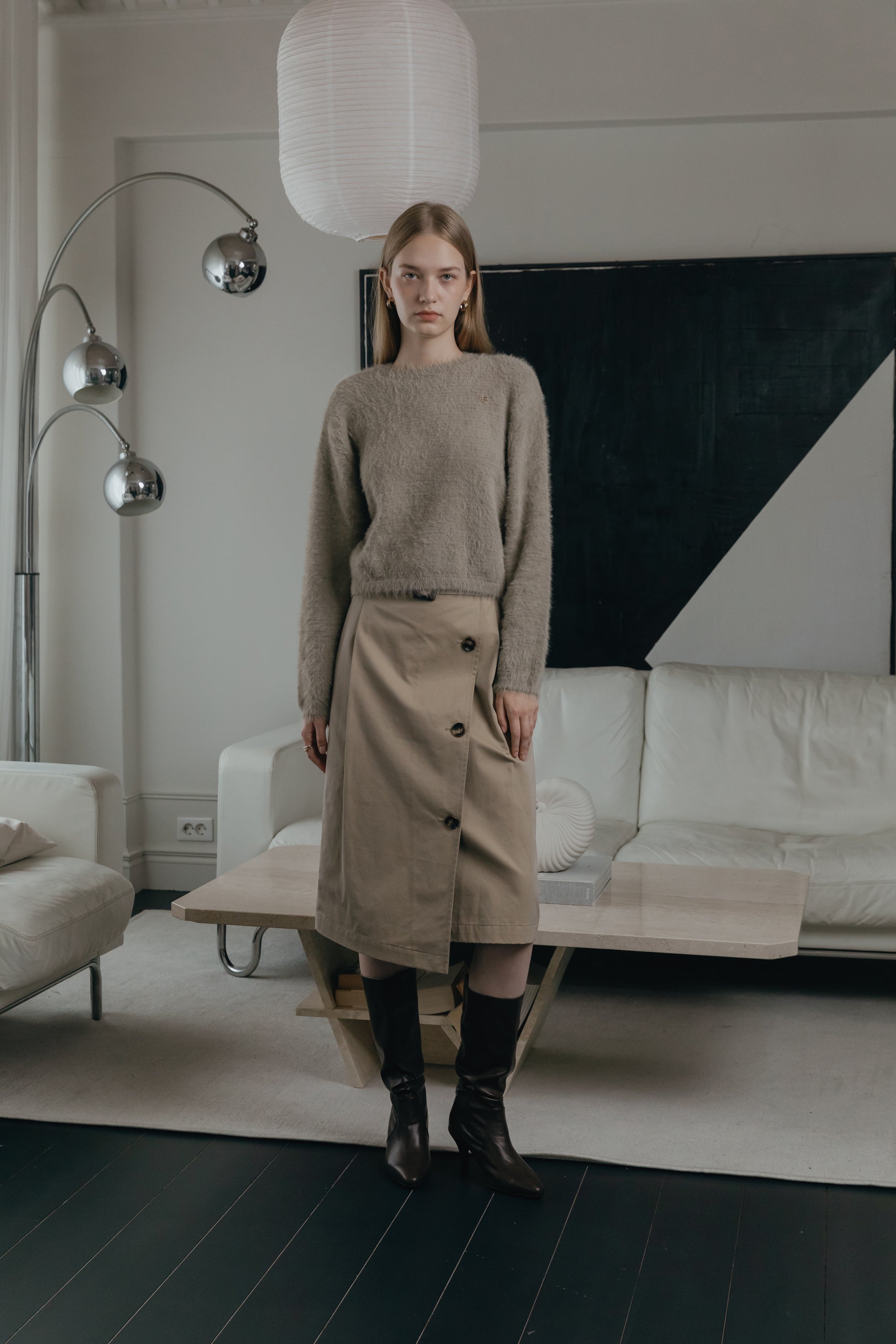 PULL DOUX À POILS LONGS_BEIGE