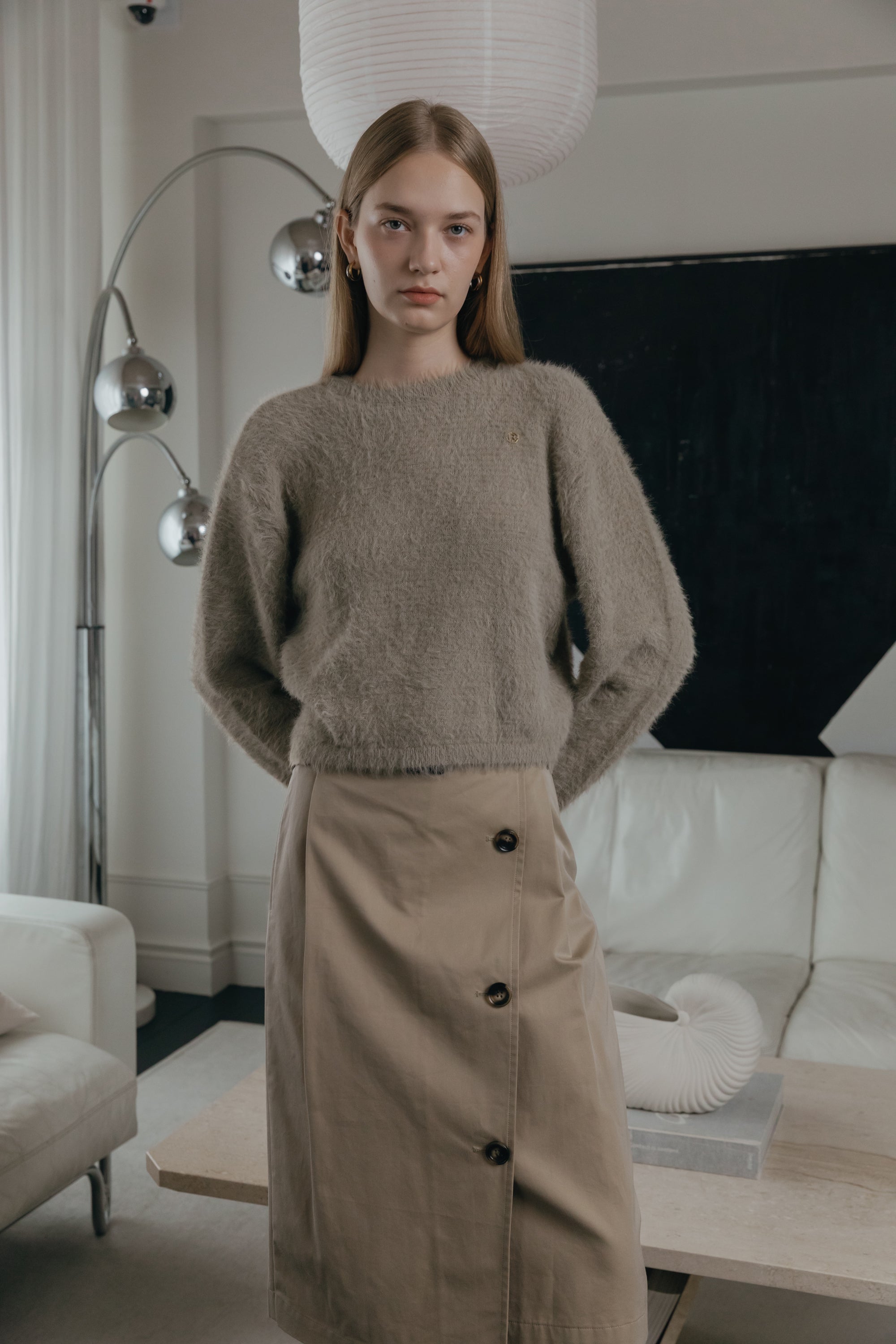 PULL DOUX À POILS LONGS_BEIGE