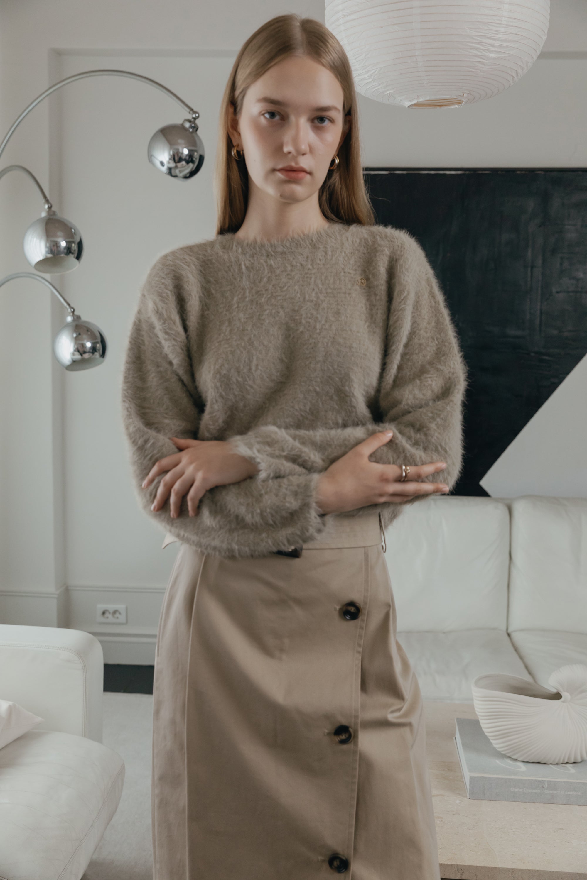 PULL DOUX À POILS LONGS_BEIGE