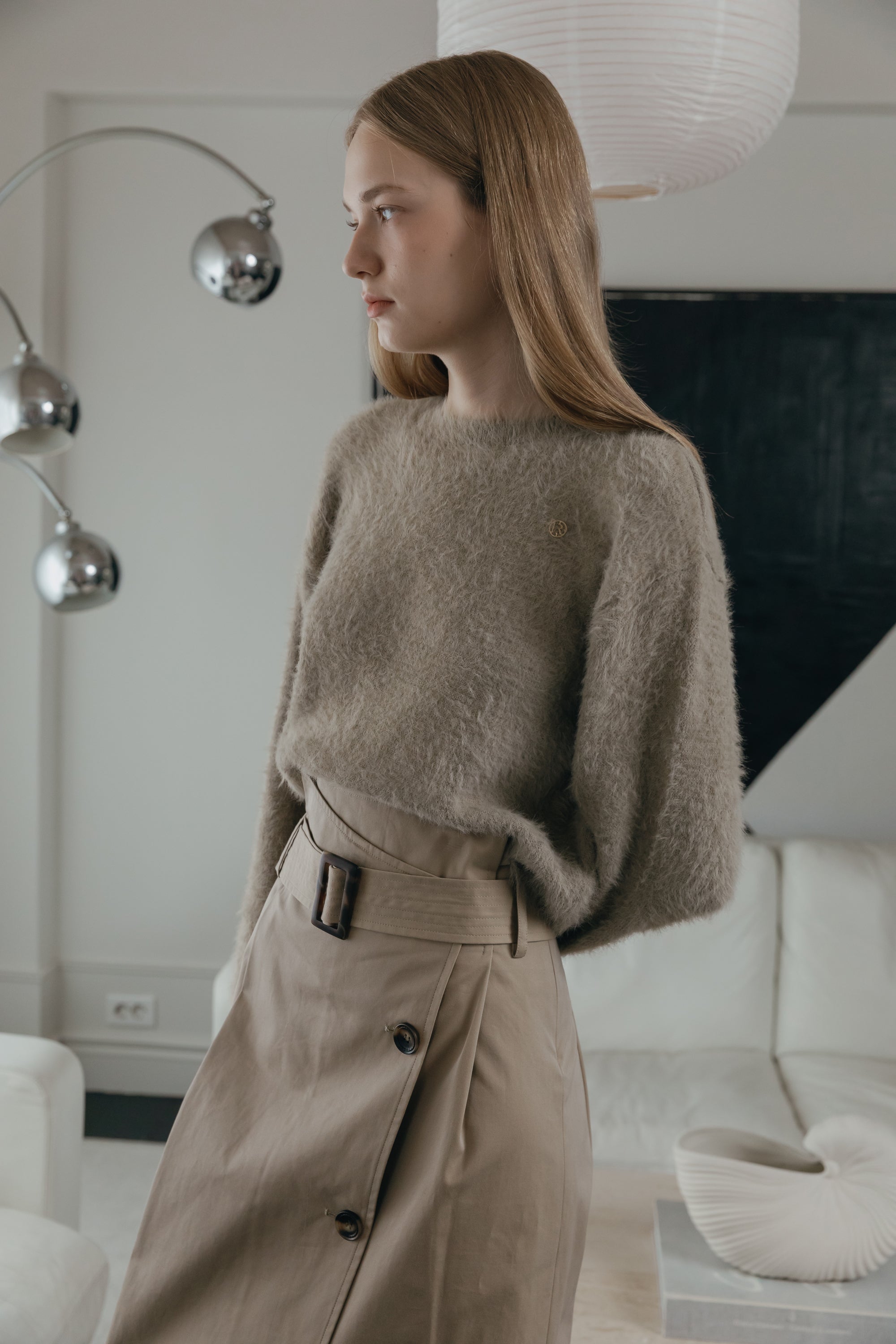 PULL DOUX À POILS LONGS_BEIGE