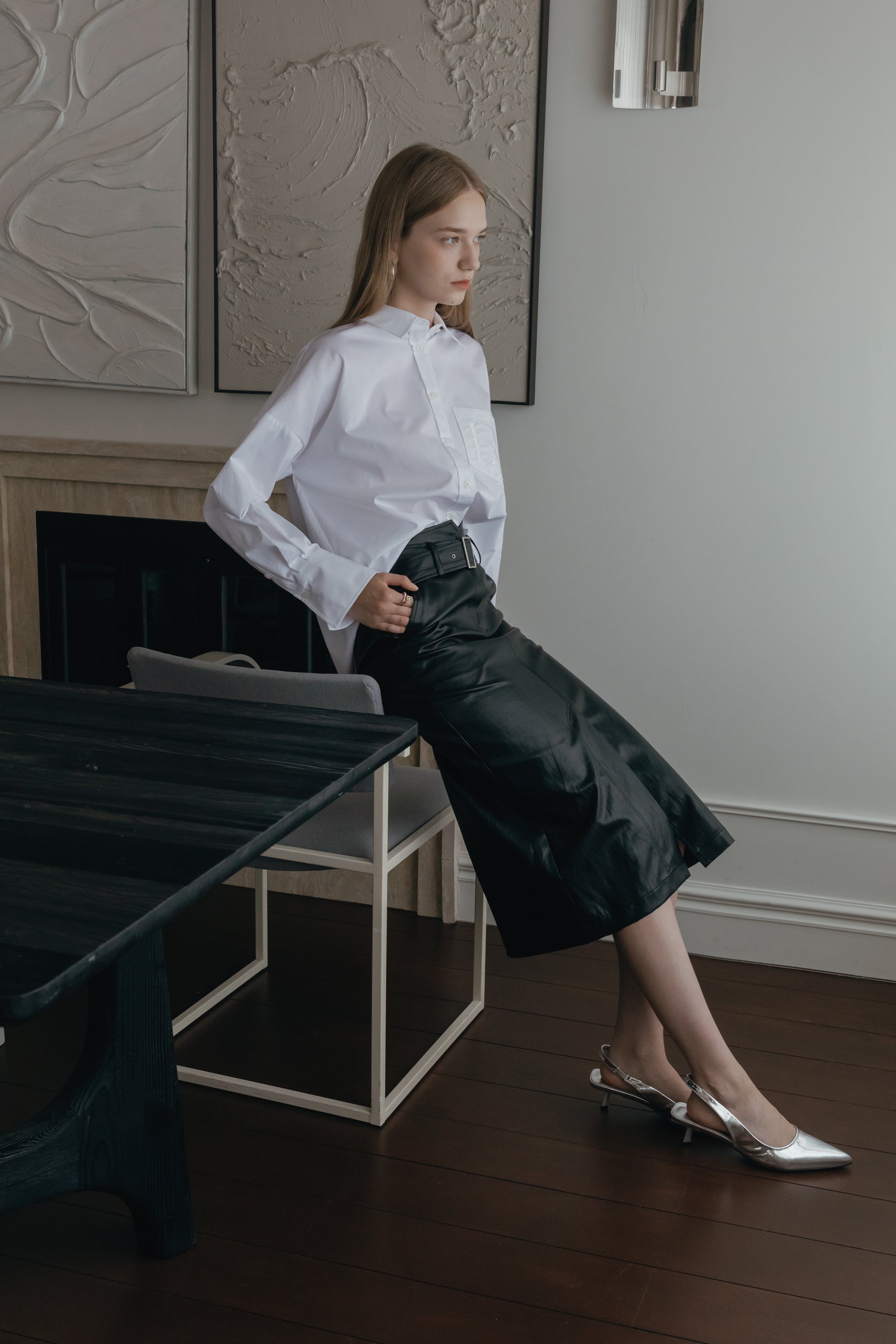 CHEMISE OVERSIZE LOGO R_BLANC
