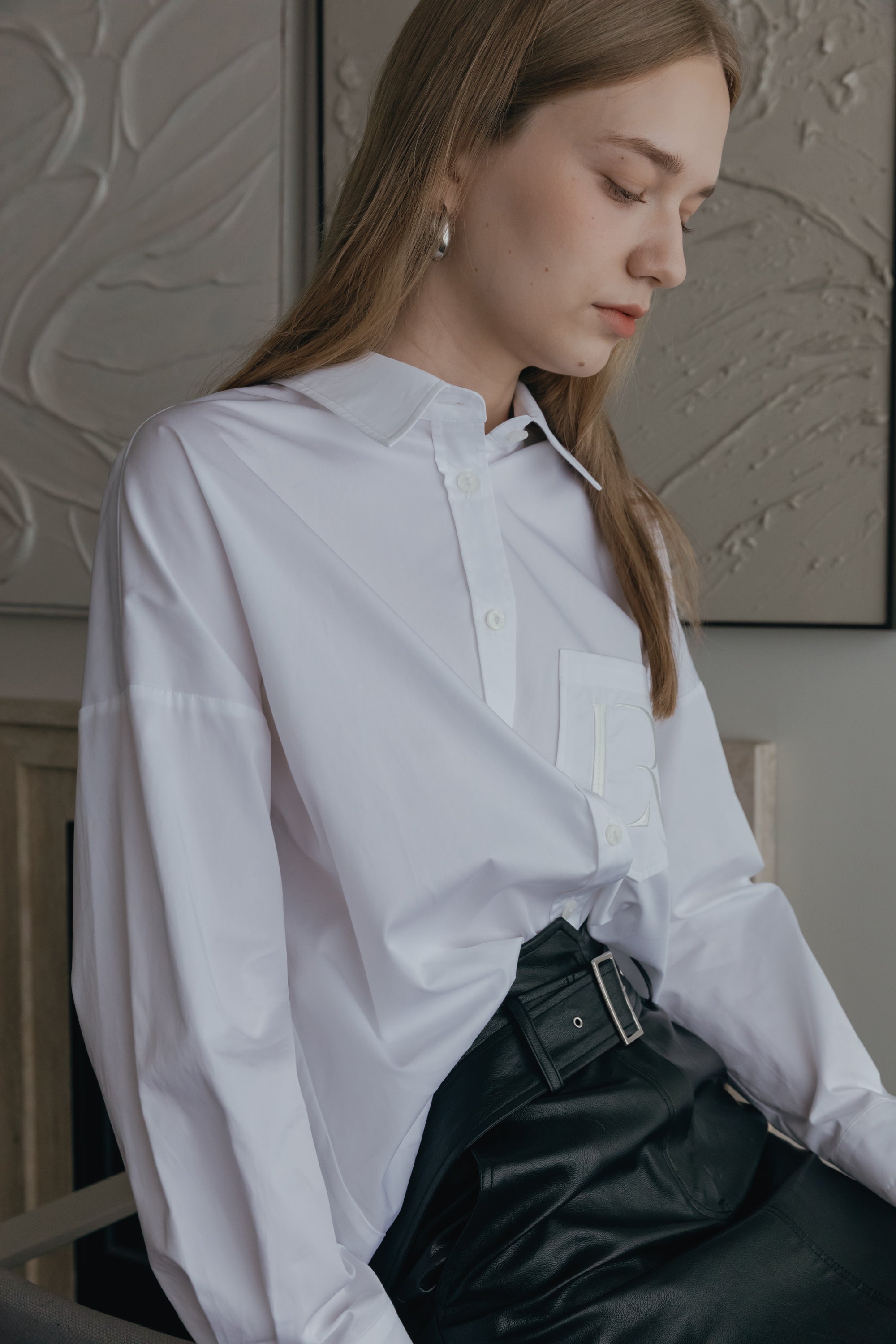 CHEMISE OVERSIZE LOGO R_BLANC