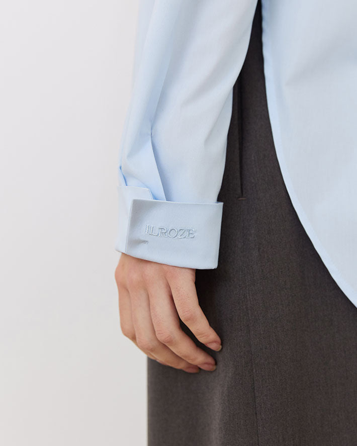 CHEMISE À OURLET ARRONDI_BLEU