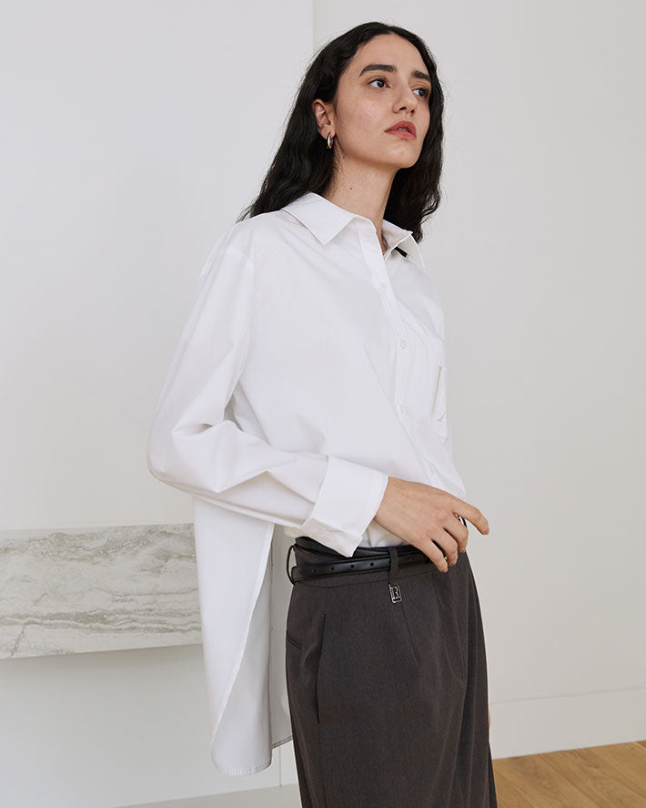 CHEMISE À OURLET ARRONDI_BLANC